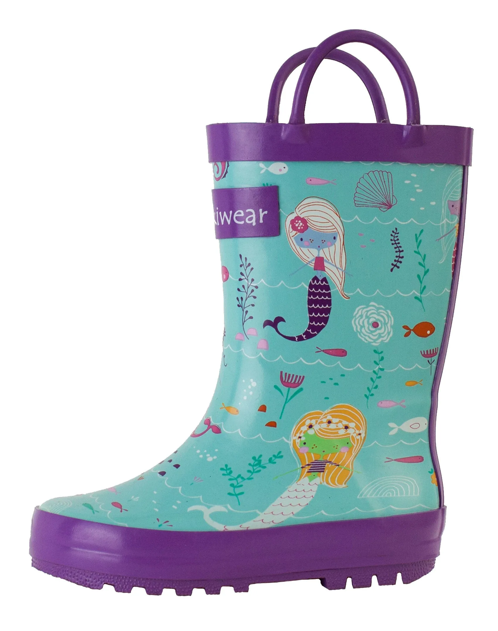 Comfy Design Mermaids Loop Handle Rubber Rain Boots