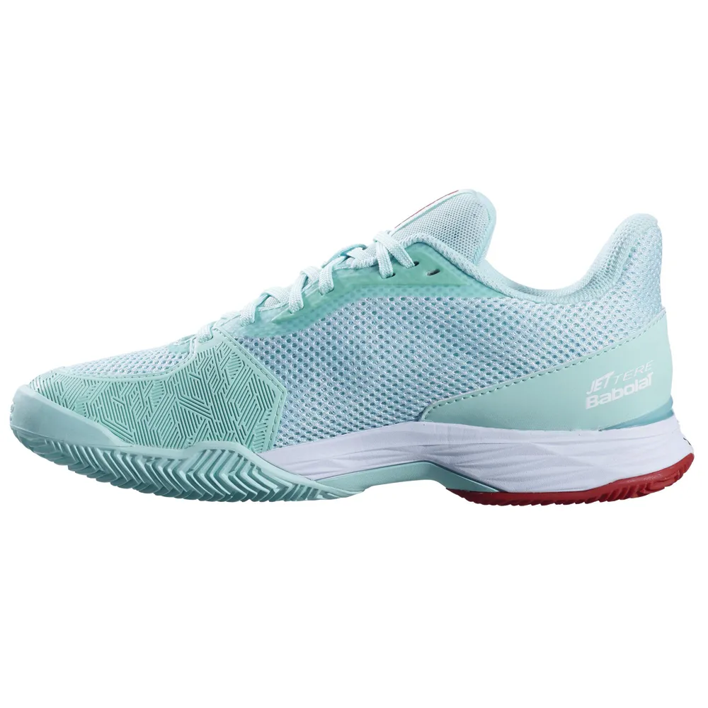 Firm Sole Lightweight Babolat Jet Tere Clay Tennis Shoes (Ladies) - Yucca/White