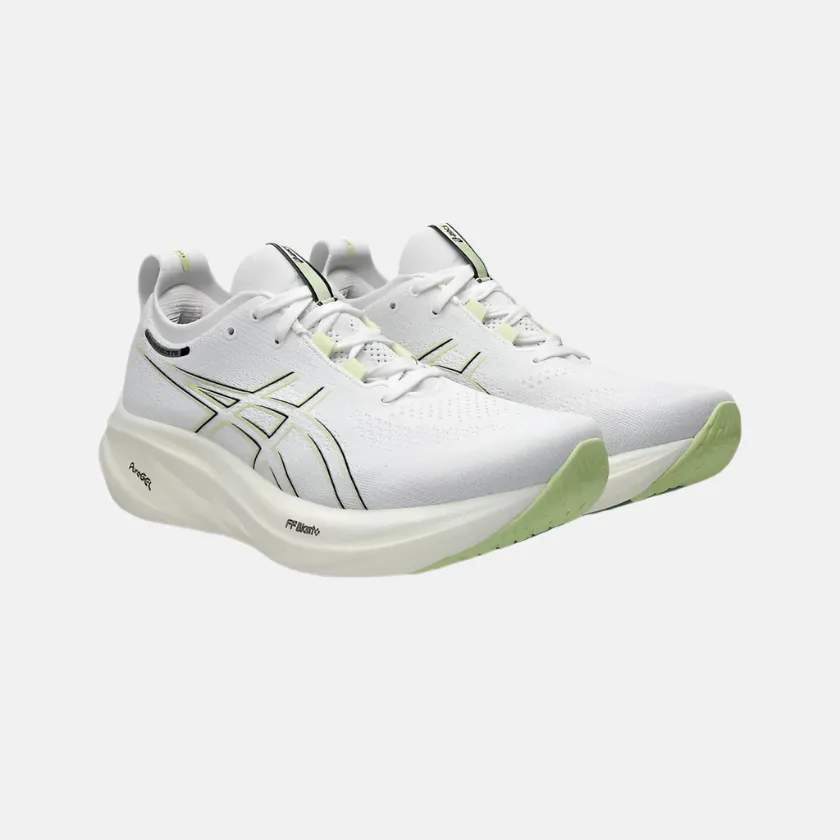 Asics GEL-NIMBUS 26 Men's Running Shoes -White/Birch Comfort Padding Around Ankle walking stability