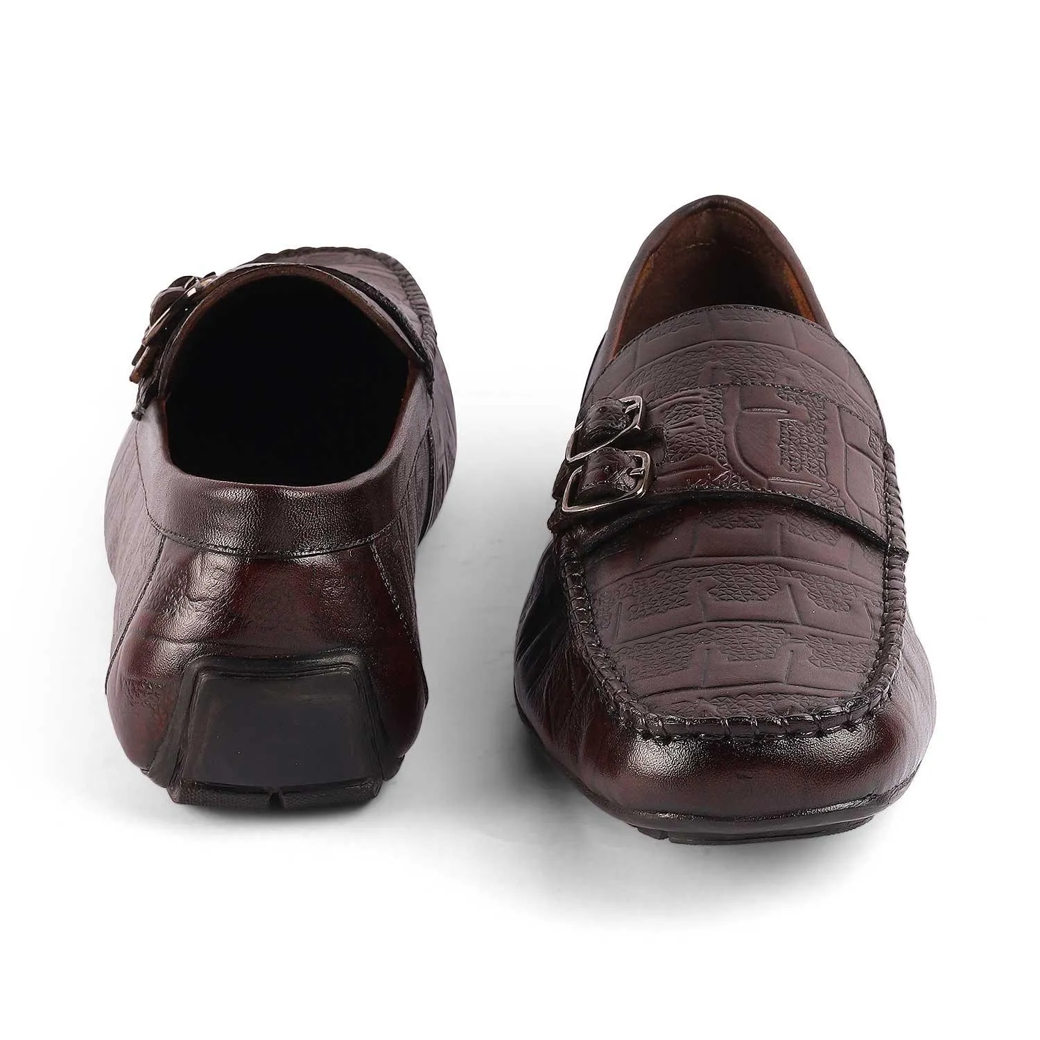 Tresmode Gioia Brown Men's Double Monk Shoes Stylish Finish