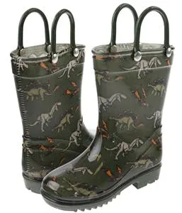 Toddler Boys Shiny Dino Printed Rain Boot Footwear Protection Gear City Weather