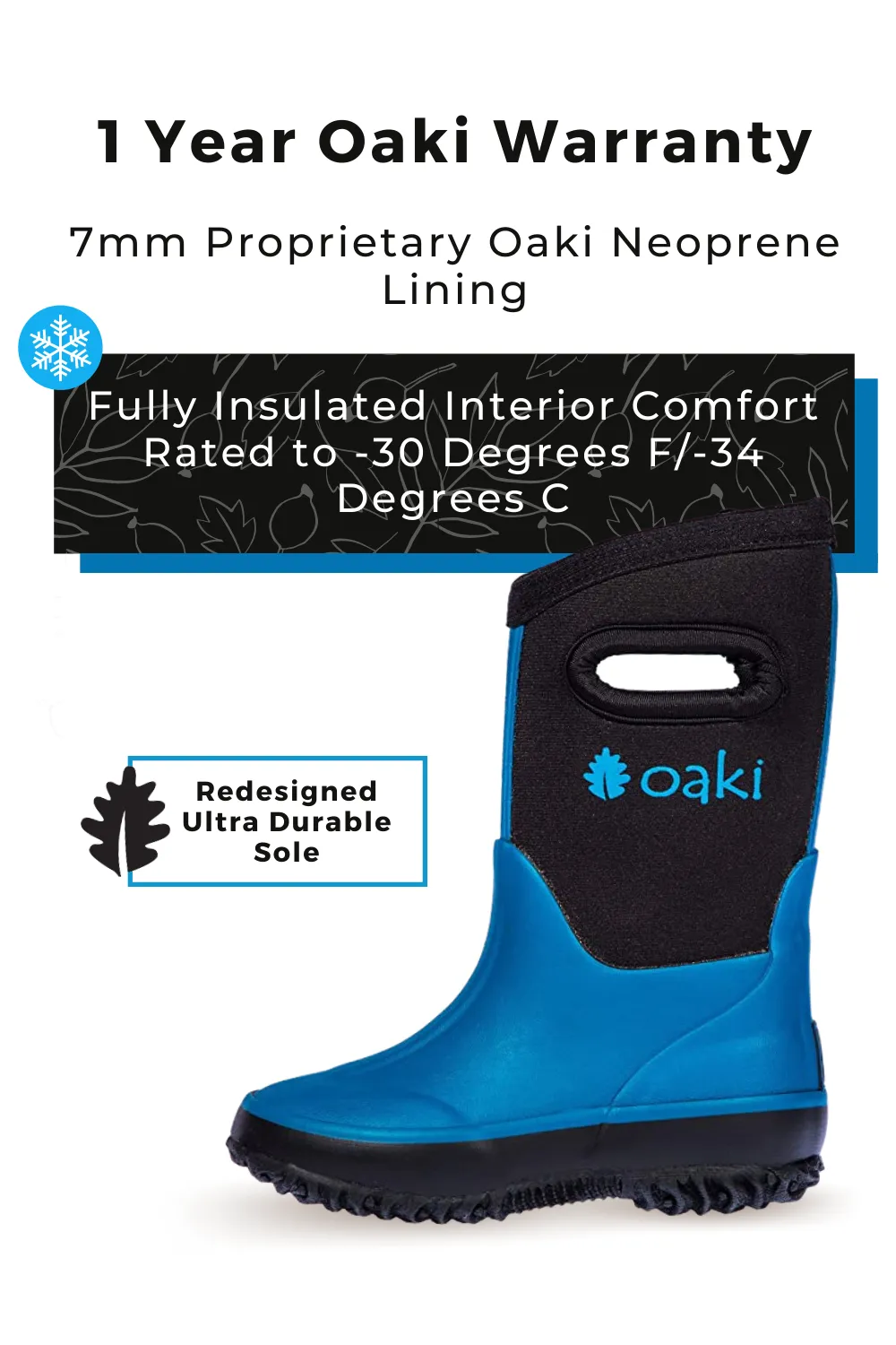 Celestial Blue Neoprene Rain/Snow Boots Chilly Weather Protection