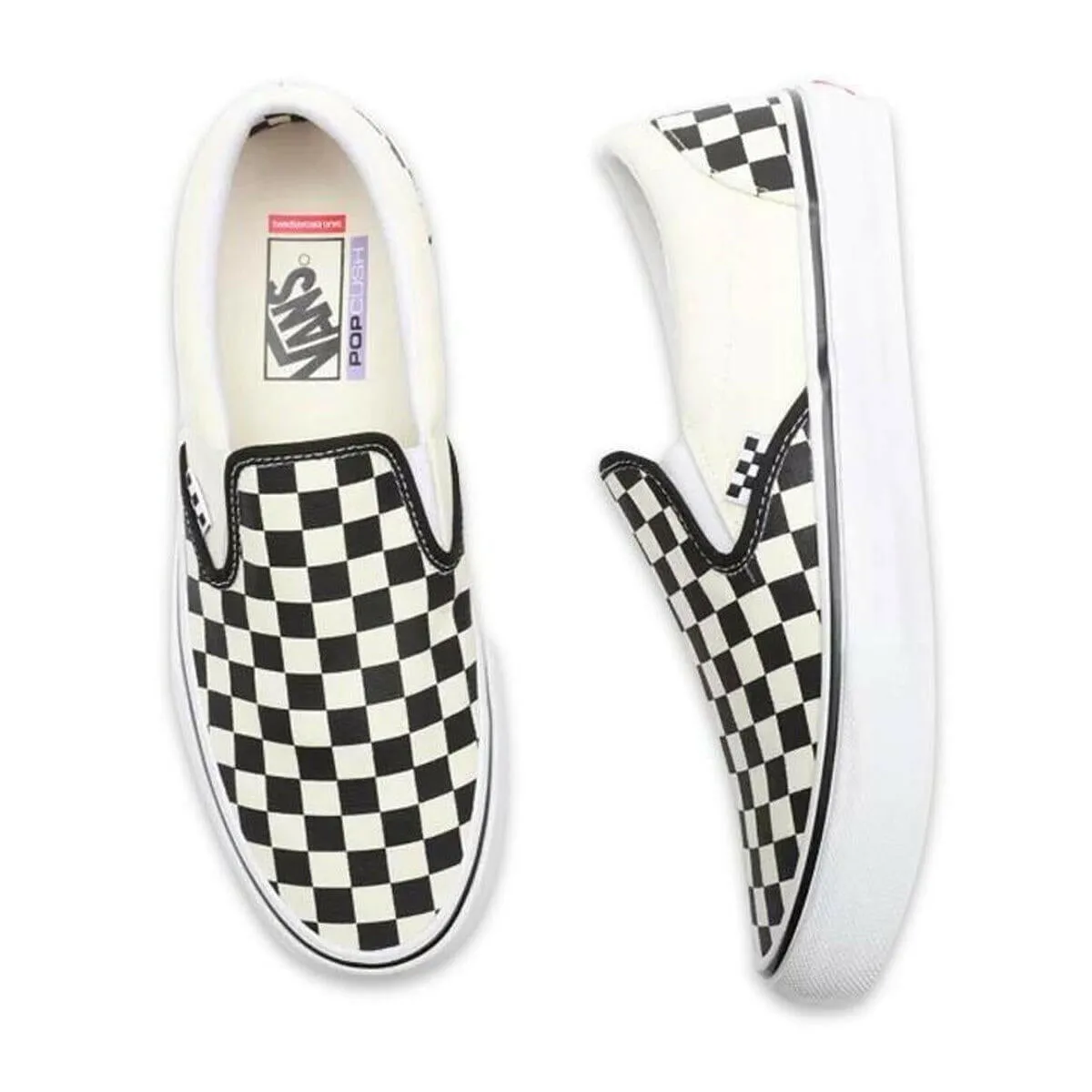 Fashionable anti static Vans - Skate Slip On Checkerboard Shoes Black/Off White