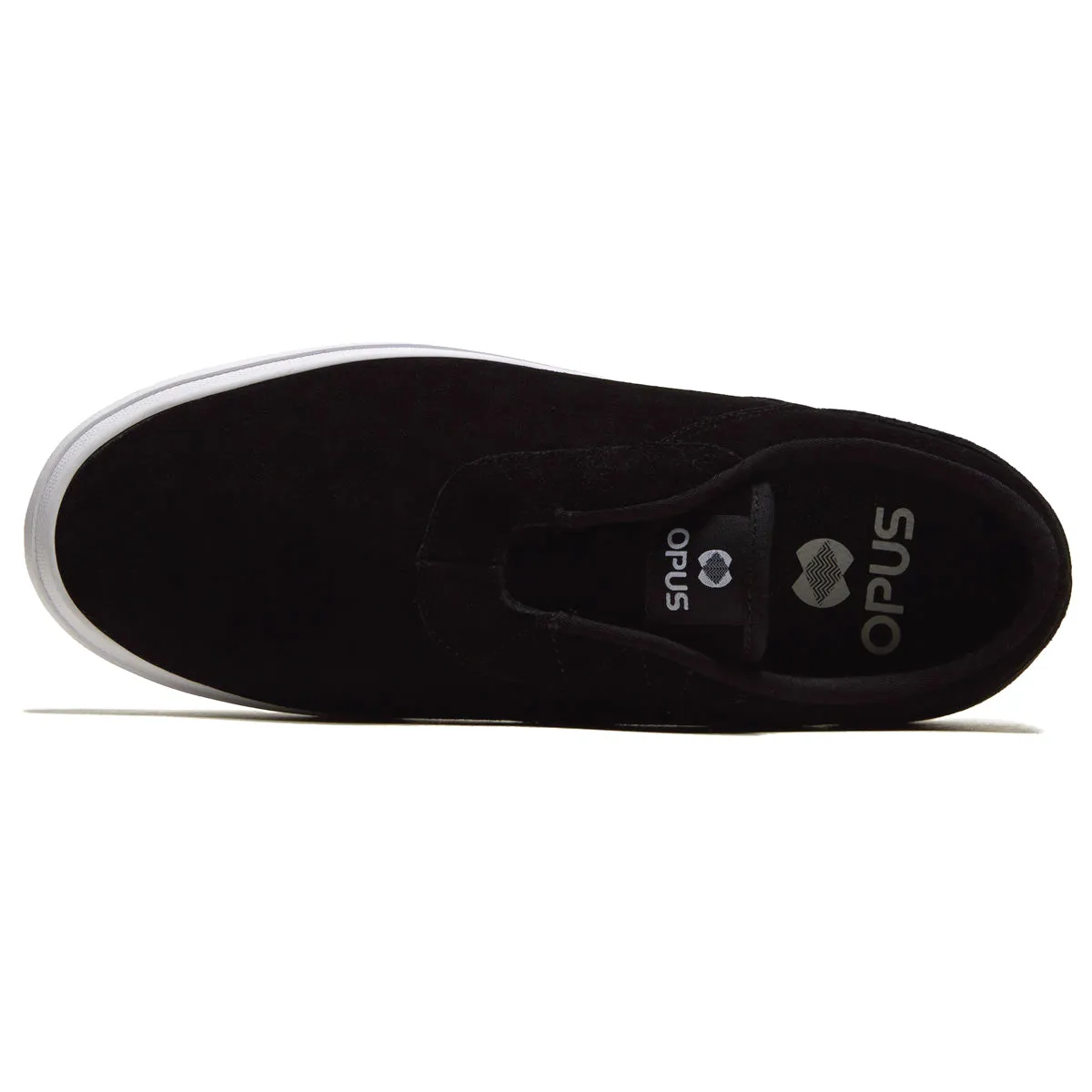 Social Scene Opus Honey Slip Shoes - Black/White Suede