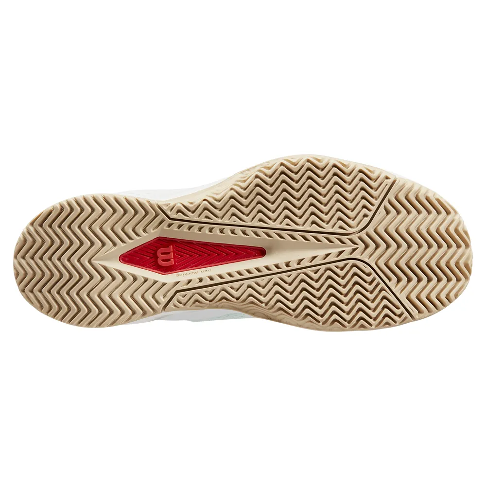 Road Friendly Air Cushion Wilson Rush Pro Lite All Court Tennis Shoes (Ladies) - Opal Blue/White/Safari