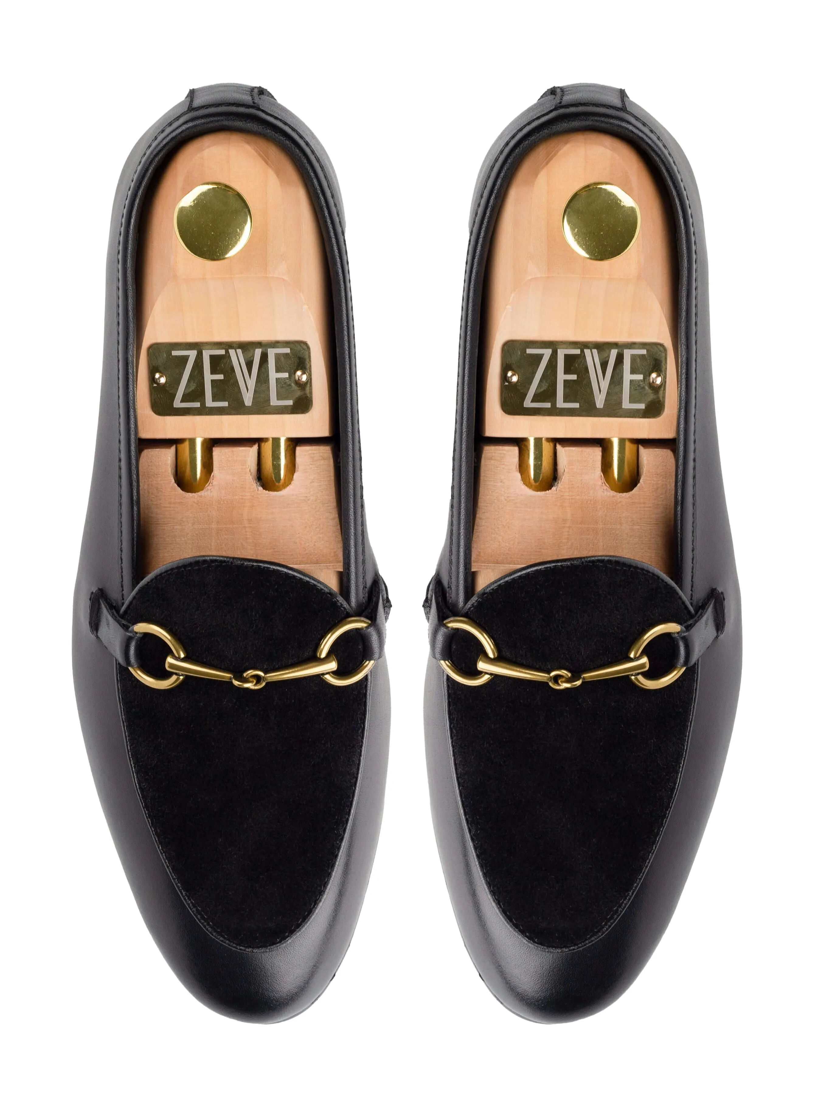 Belgian Loafer Horsebit Buckle - Solid Black & Suede (Gold Buckle) Fashionable Design Elegant Fit