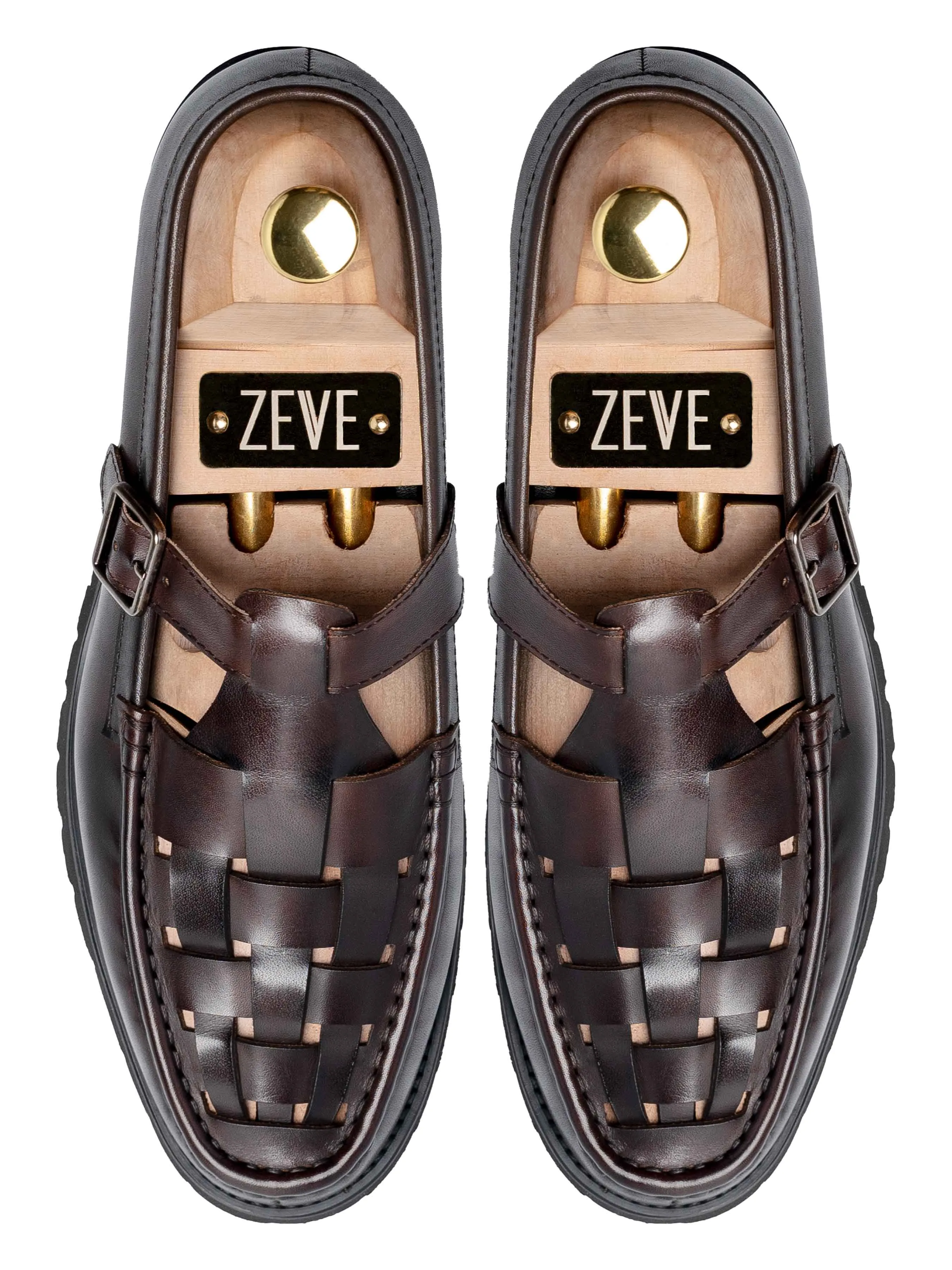 Perry Weave Loafer - Dark Brown Leather (Eva Combat) Grippy Outsole