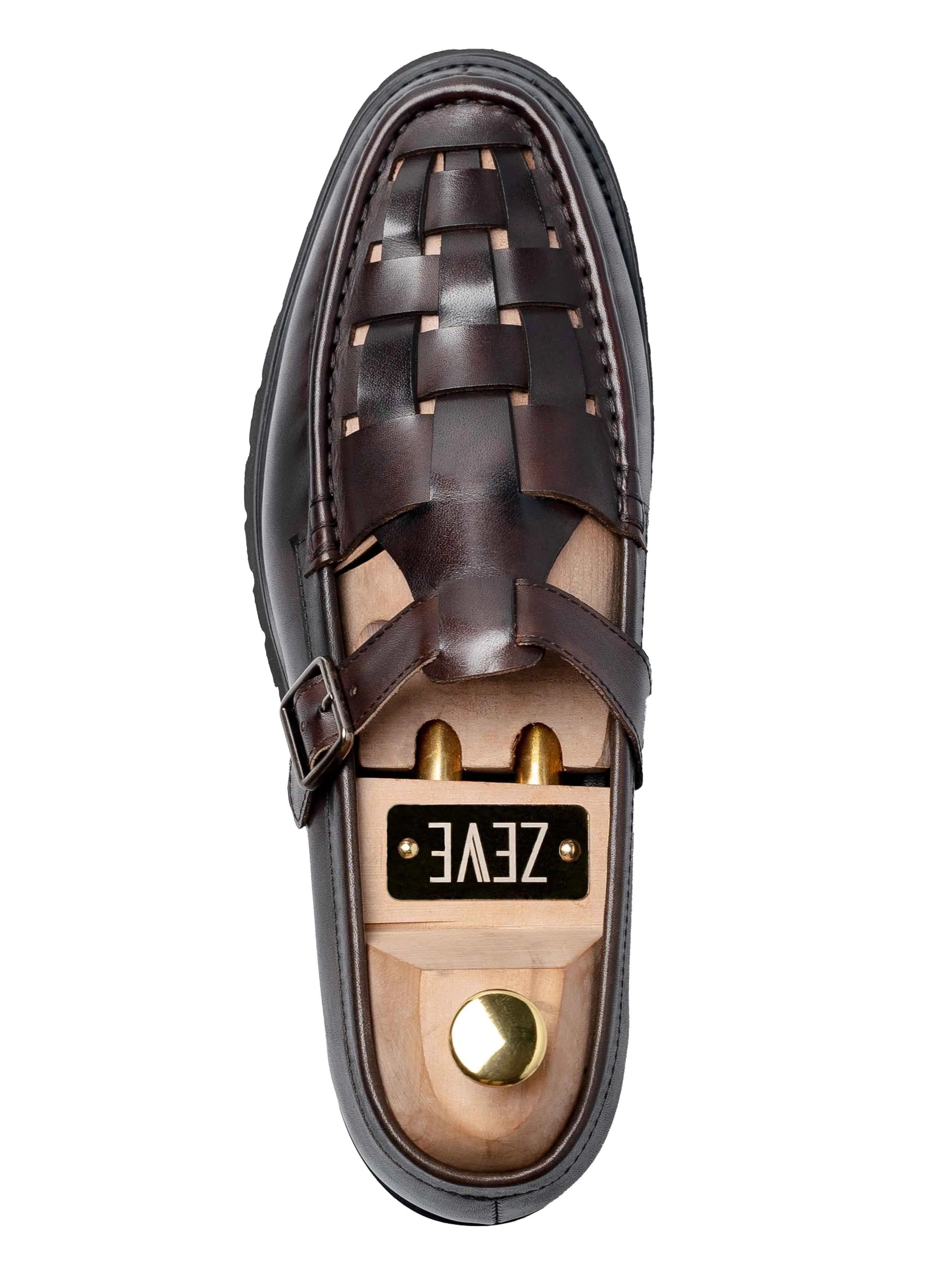 Braided Detail Perry Weave Loafer - Dark Brown Leather (Eva Combat)