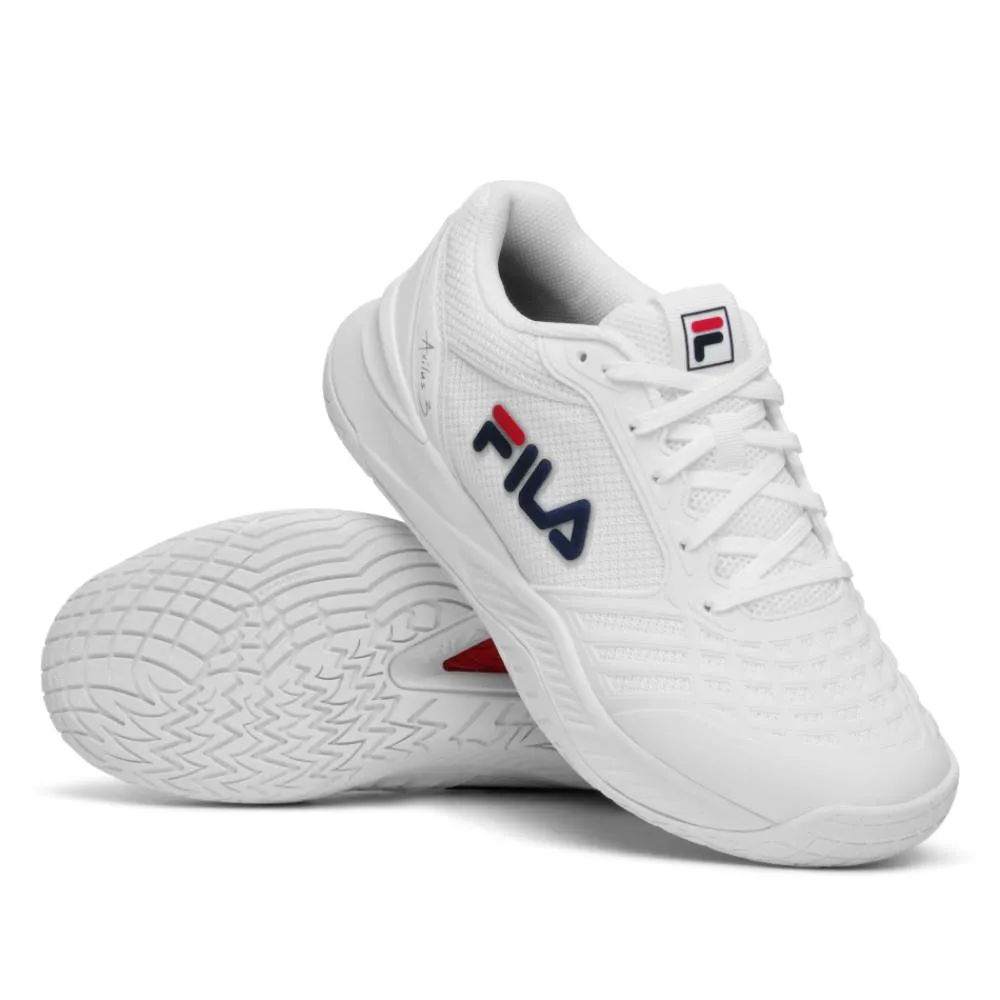 Fila Axilus 3 Women's Tennis Shoe (White/Navy) Lightweight Design Indoor