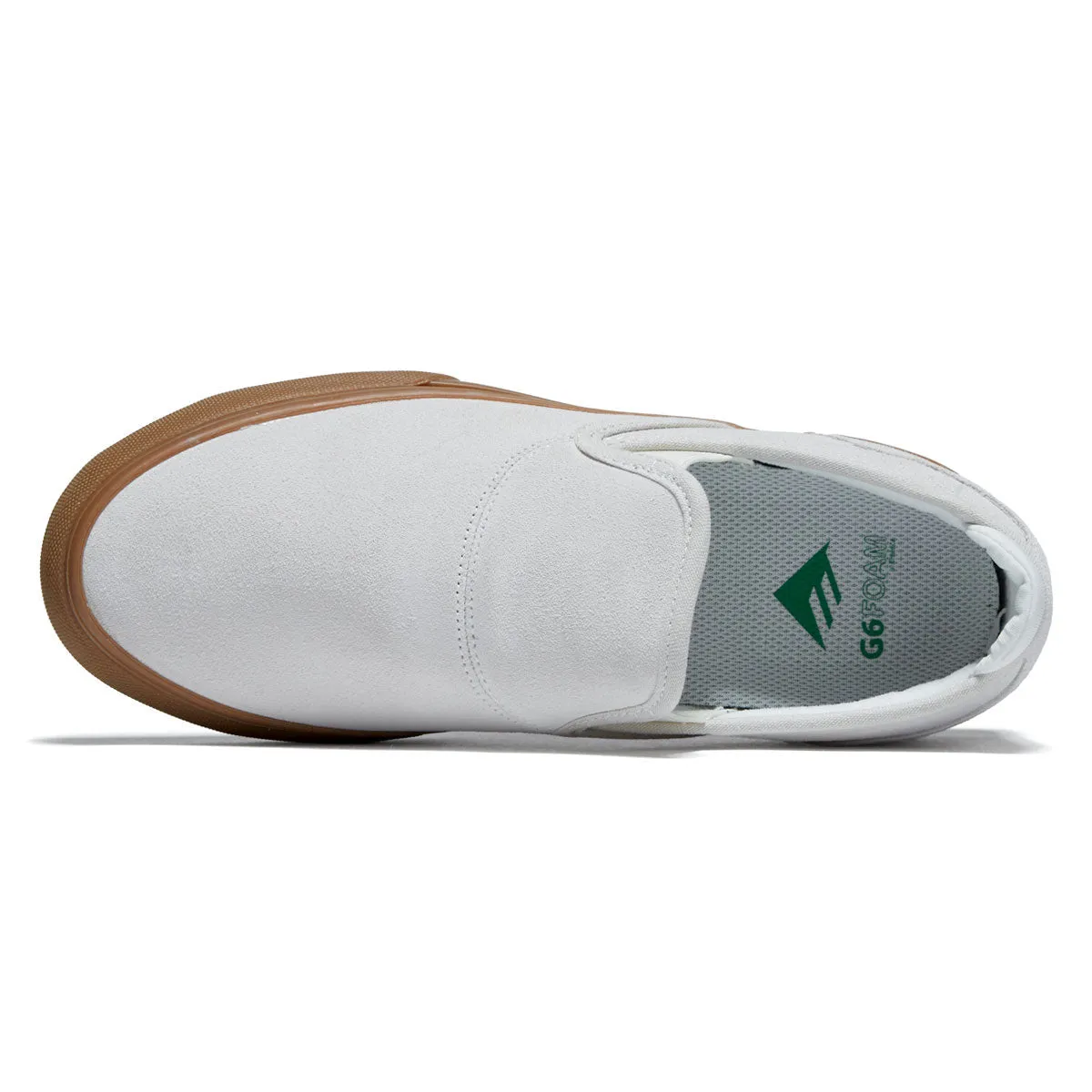 Skate Life Ready Effortless Style Emerica Wino G6 Slip On Shoes - White/Tan