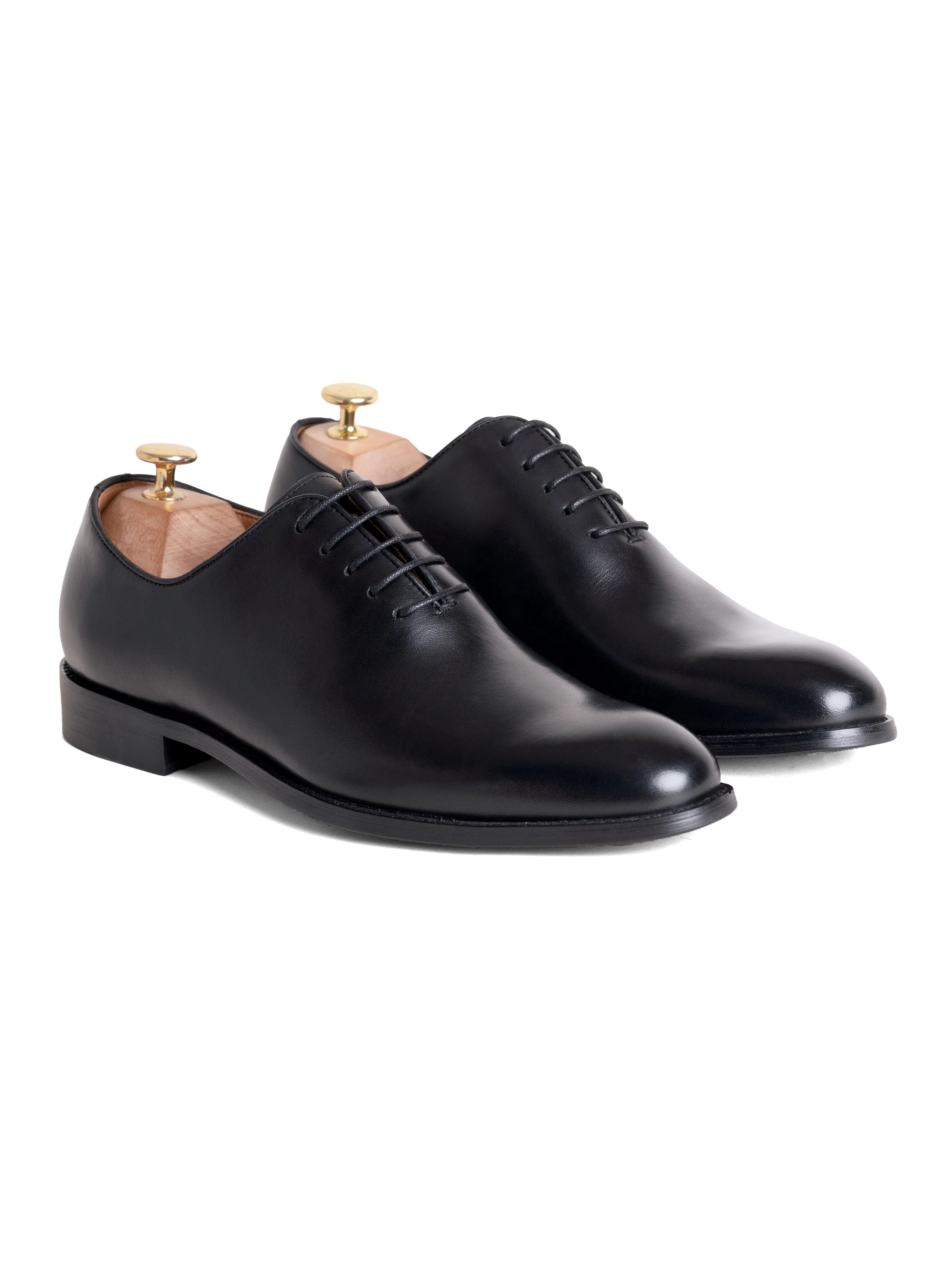 Wholecut Oxford  - Black Lace up Chic Leather Fit