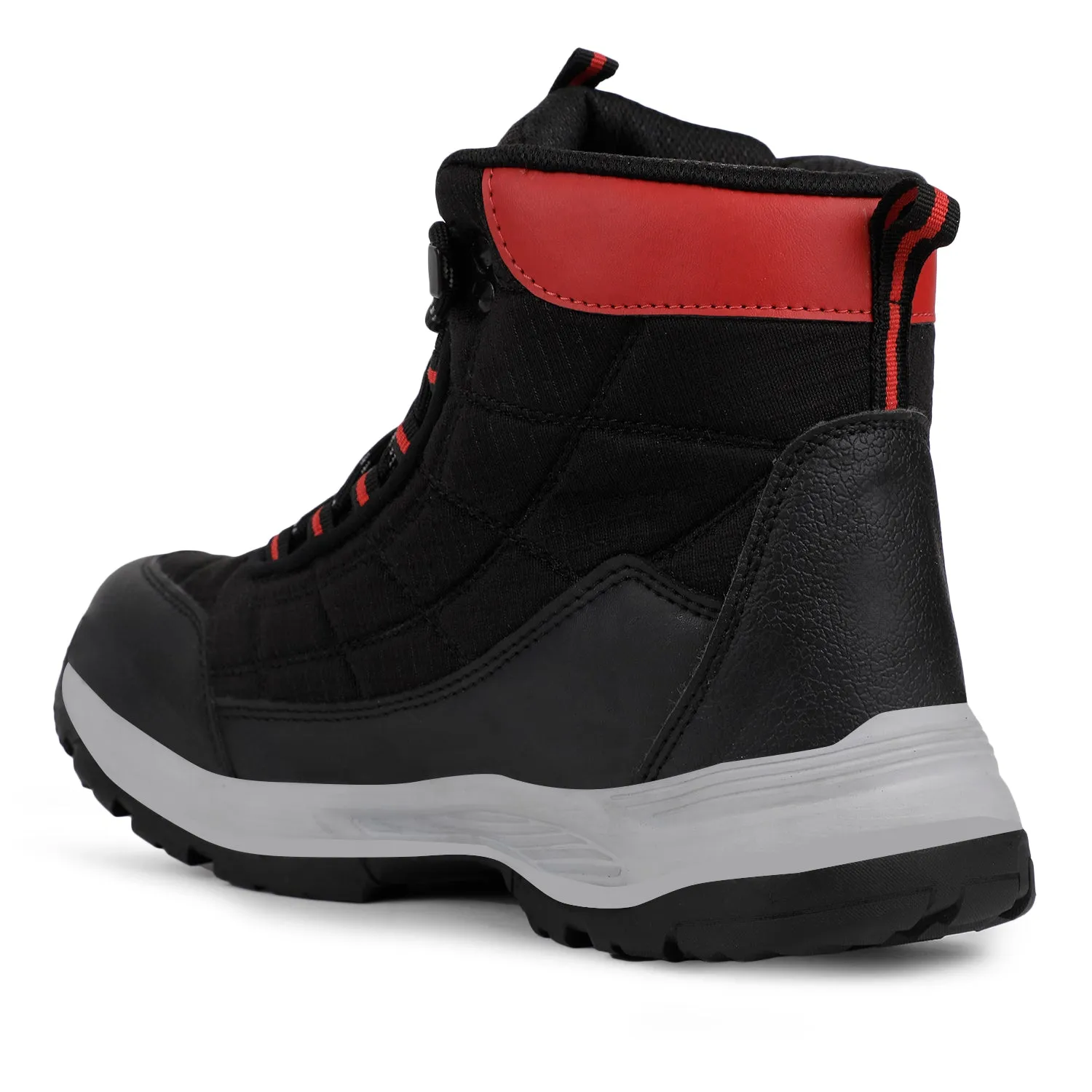 Leap7x Sports Black High Ankle Trekking Shoes For Mens VERTICAL By Liberty Supportive Boots Long Hike Ready