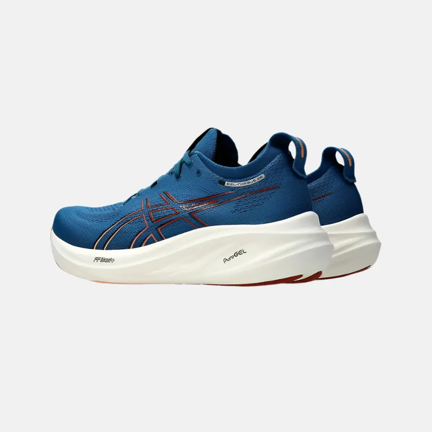 Synthetic Upper functional shoe utility Asics Gel-Nimbus 26 Men's Running Shoes -Rich Navy/Faded Orange