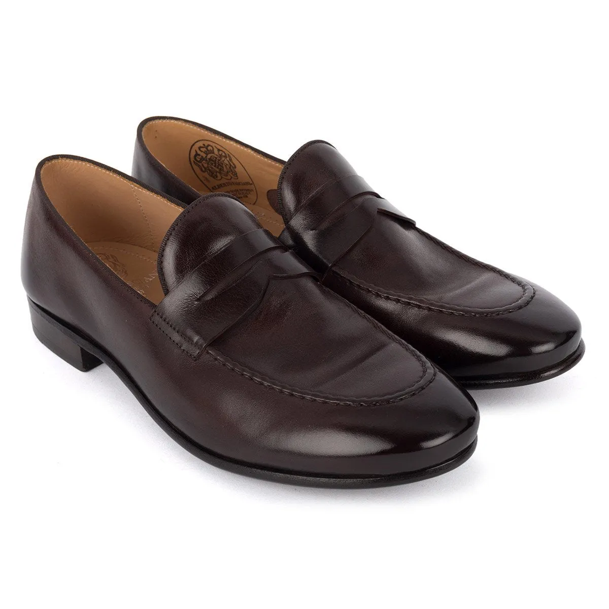 Lightweight Sole Slip-On Style BRIAN 61011<br>Dark brown horse loafers