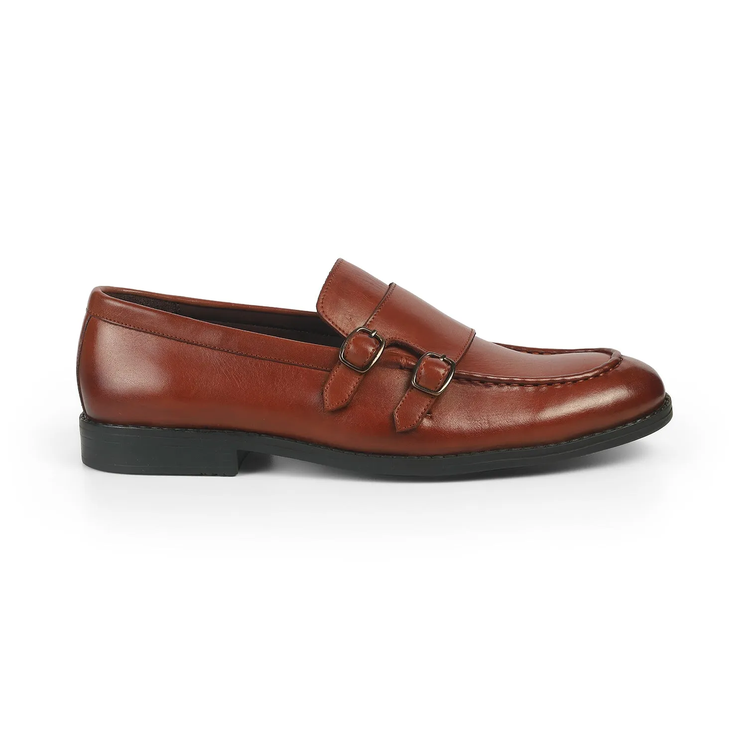 Stacked Heel Tresmode Bondy Tan Men's Double Monk Shoes