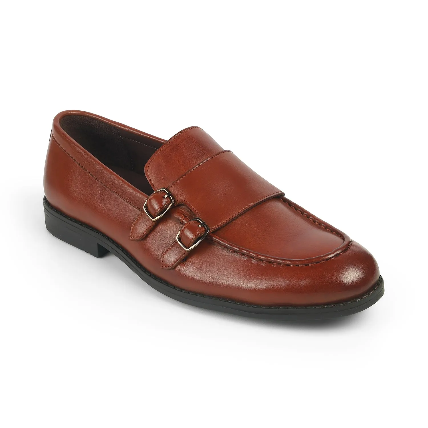 Tresmode Bondy Tan Men's Double Monk Shoes Cap Toe