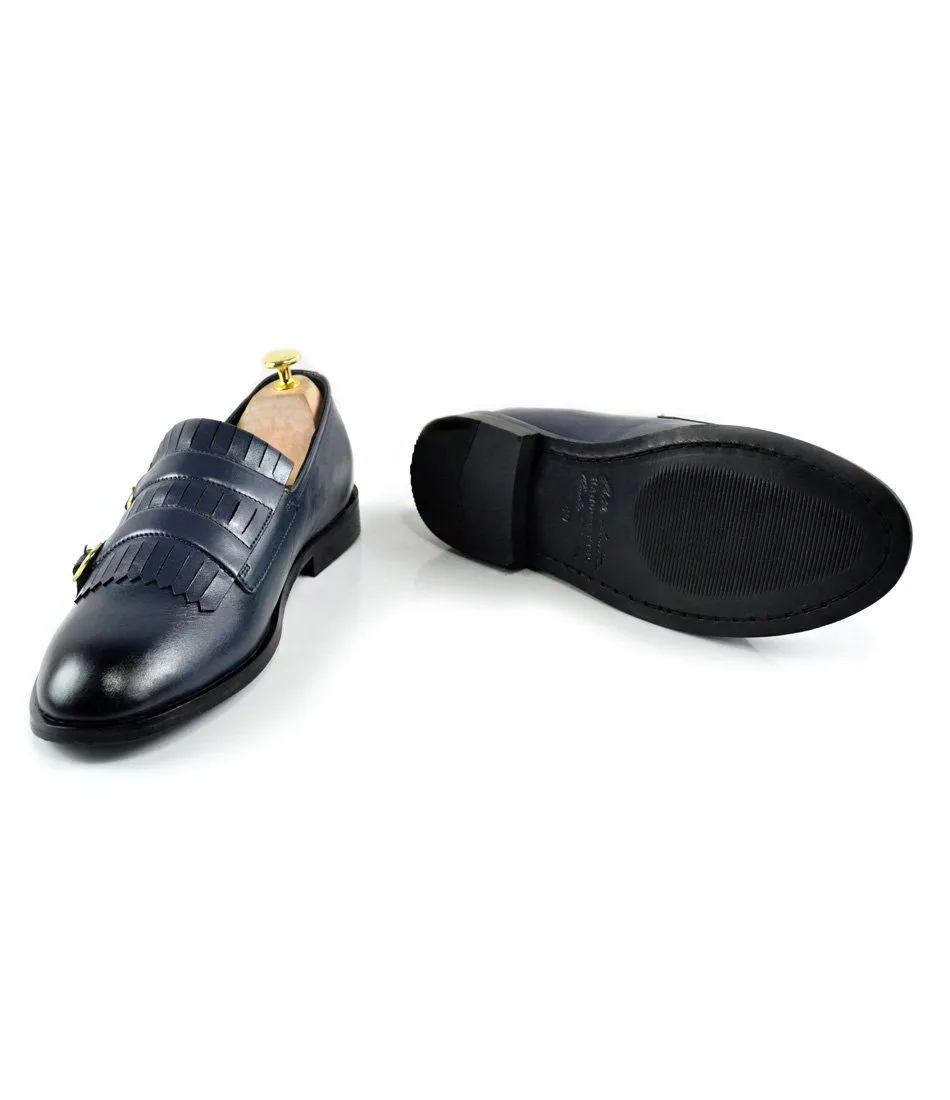 Non Shade Blue Double Buckle Loafers