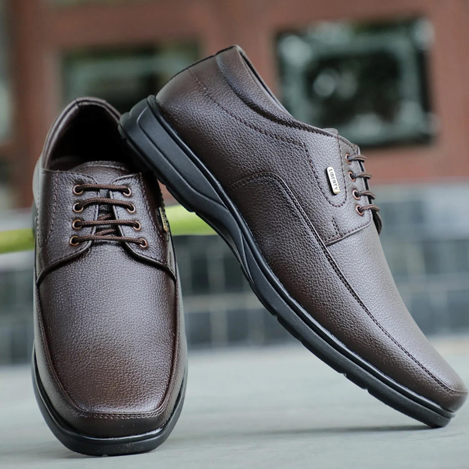 Premium Comfort Fit Sharp Sleek Profile Fortune Brown Formal Lacing Derby Shoes For Men HOL-131E By Liberty
