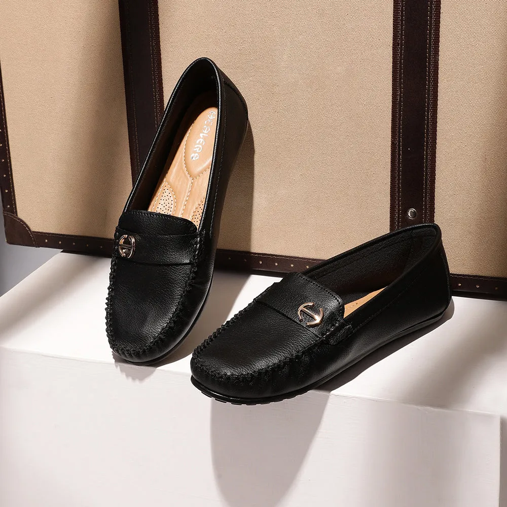 Healers Casual Black Loafers For Women GI-SD-301 By Liberty Padded sunset ride