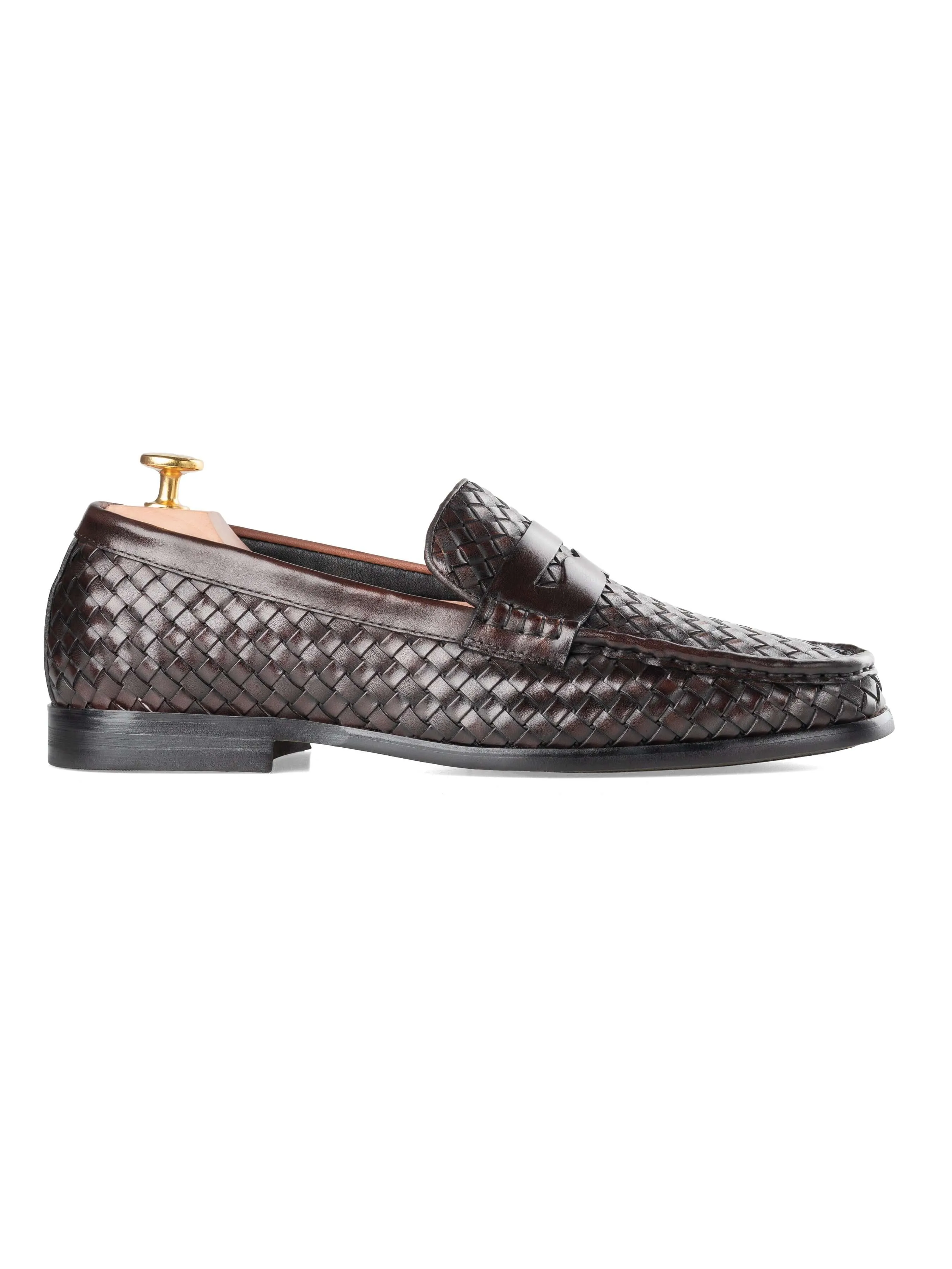 Marco Penny Loafer - Coffee Woven Leather Even Steps