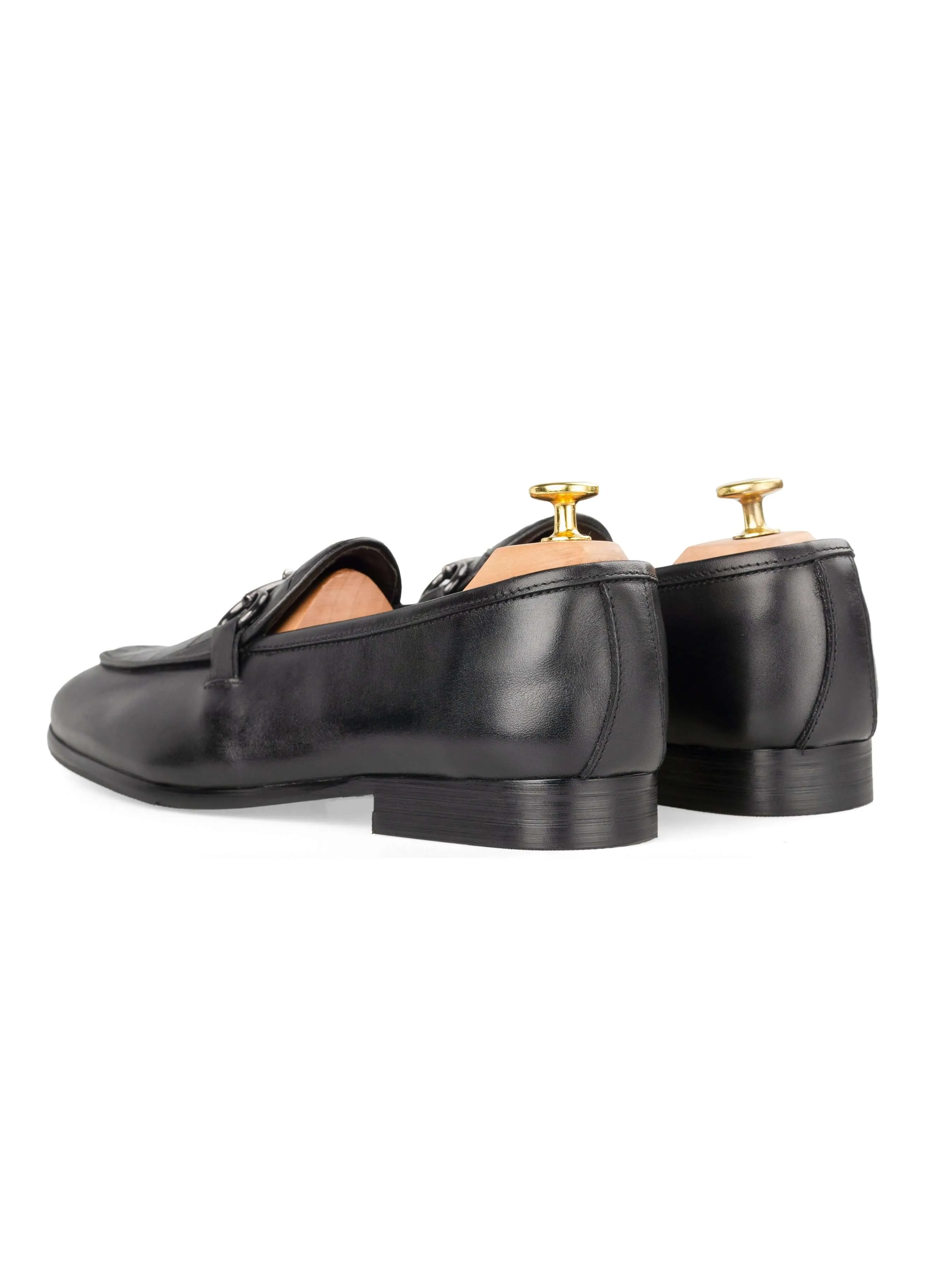 Belgian Loafer Horsebit Buckle - Solid Black & Croco (Silver Buckle) Practical Casual Shoes Free Path