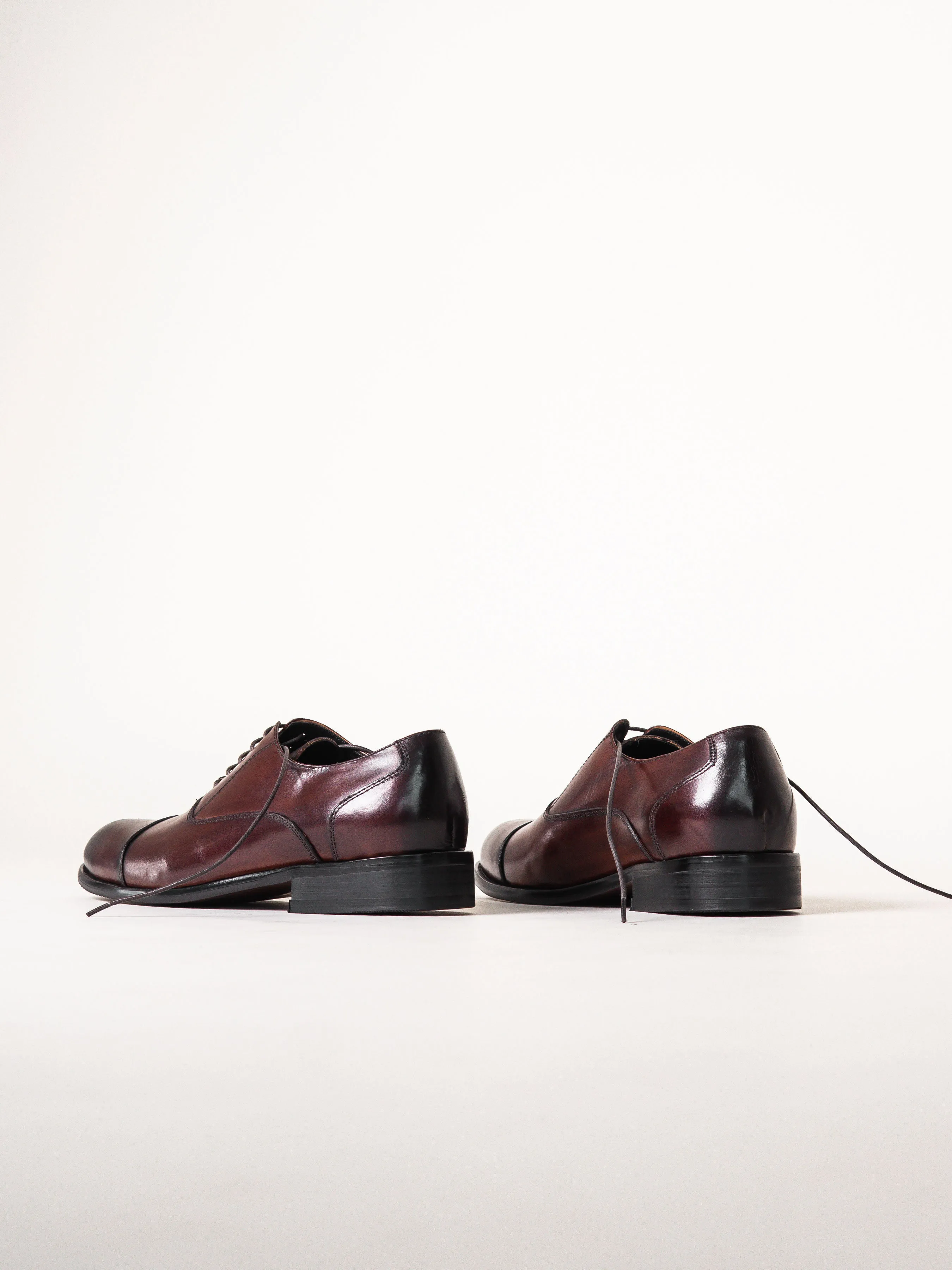 Oxford Cap Toe - Dark Brown Lace Up (Hand Painted Patina) Supportive Comfort Everyday Durability