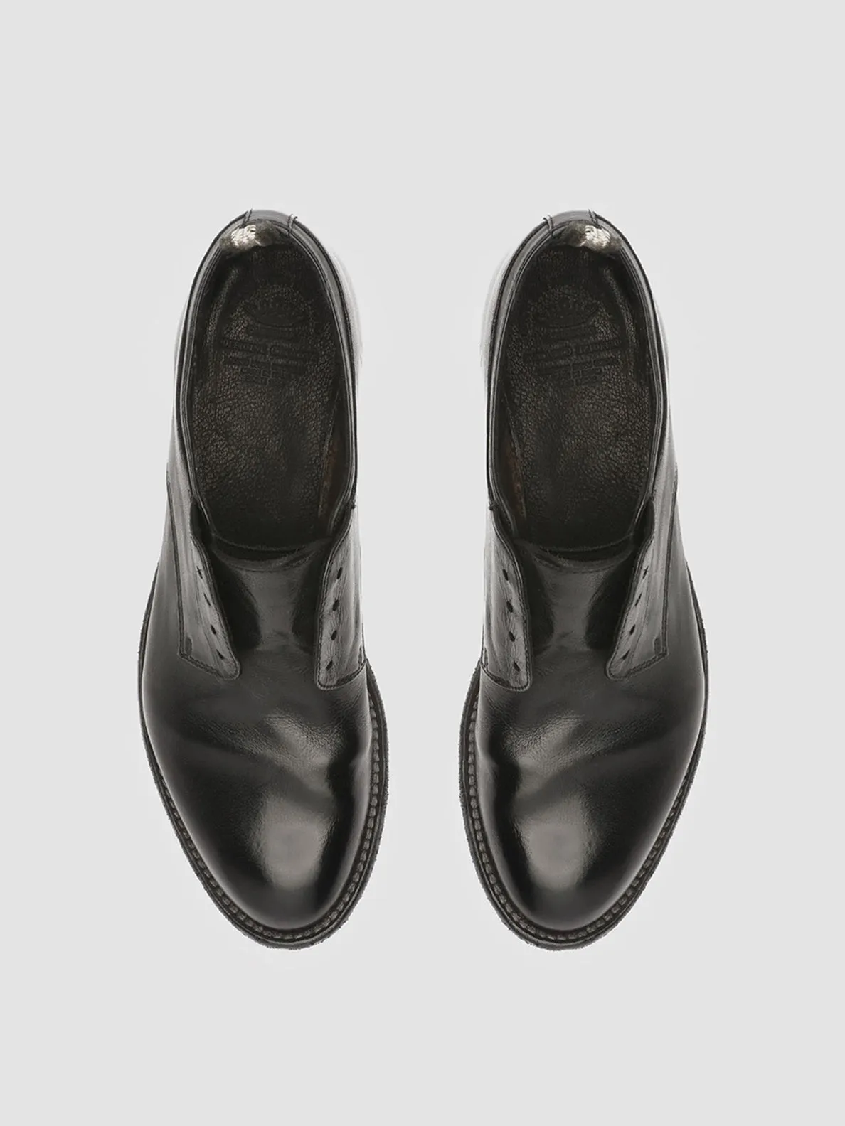 LEXIKON 501 - Black Leather Derby Shoes Polished Texture Stylish Modern Appeal