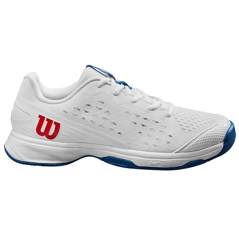 Matte Base Wilson Rush Pro L Junior Tennis Shoe White Blue