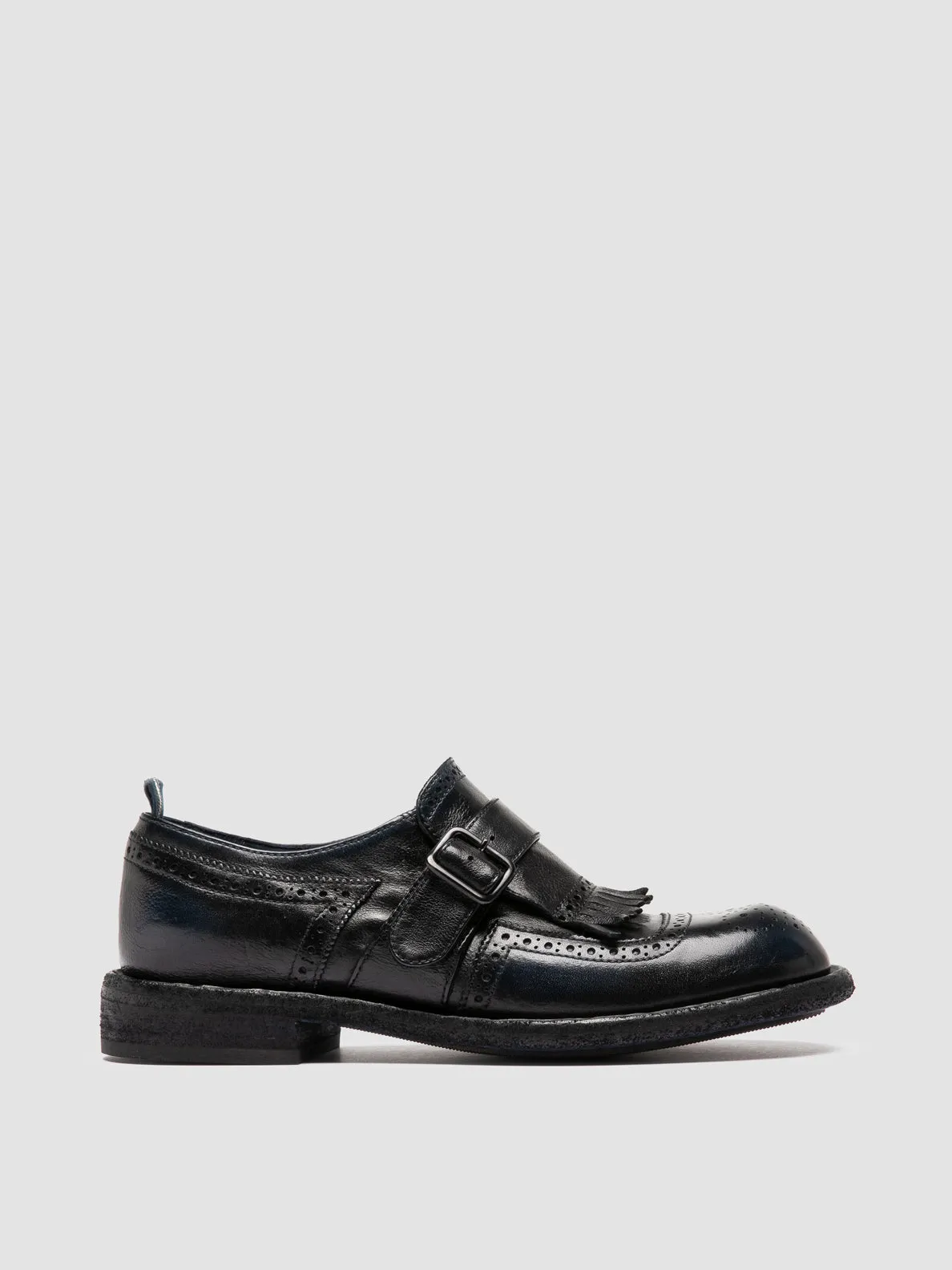 RUGGED 111 - Navy Leather Monk Shoes Retro Core Daily Comfort