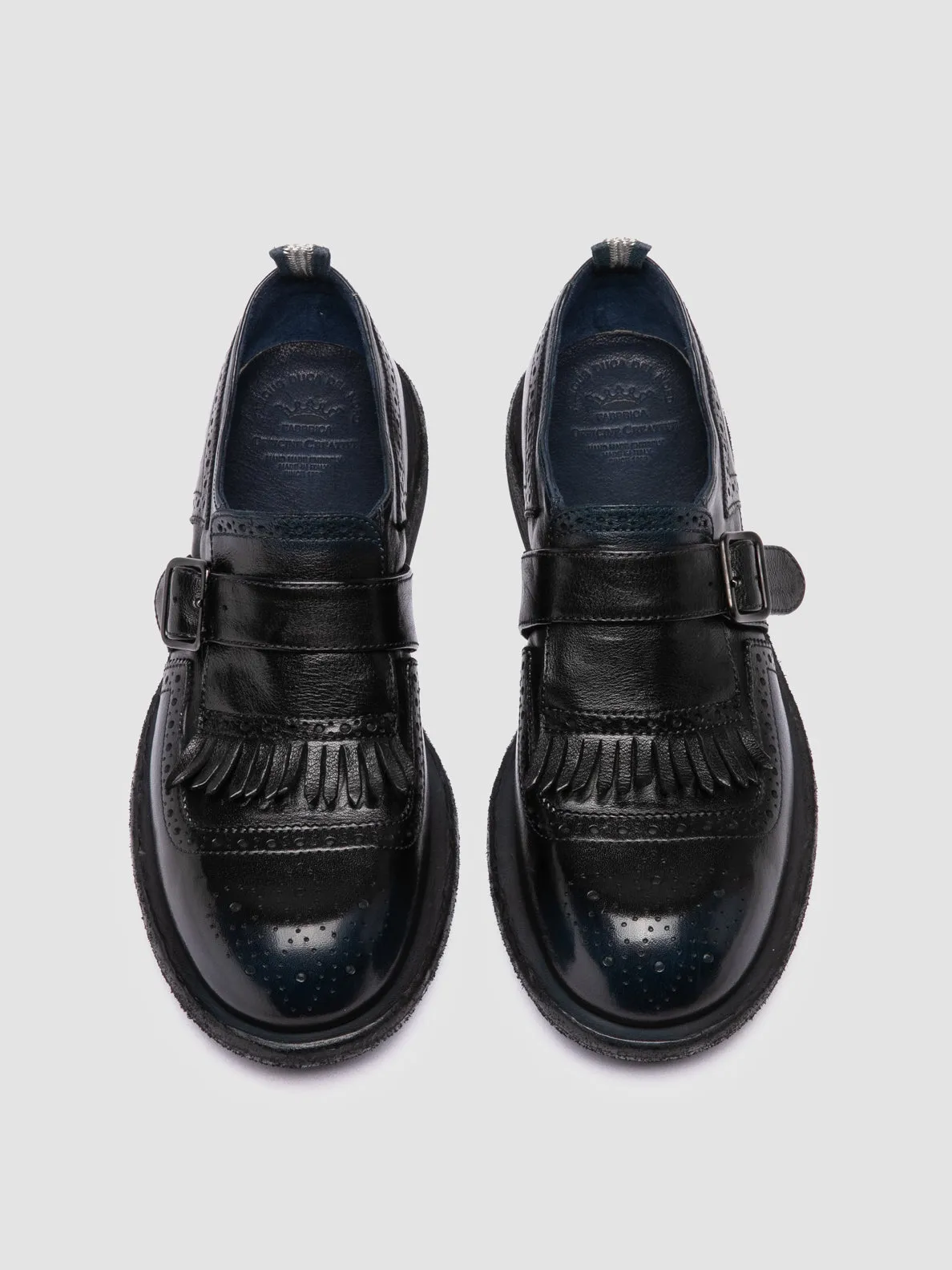RUGGED 111 - Navy Leather Monk Shoes Icon Walk Narrow Fit