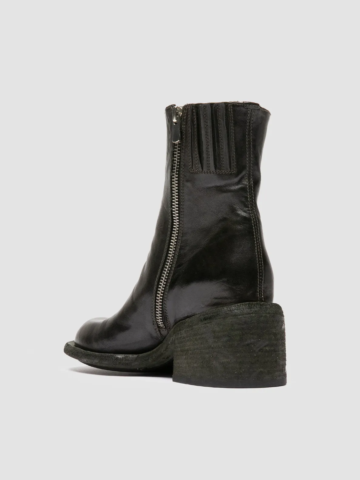 City Edge WILDS 004 - Green Leather Zipped Boots