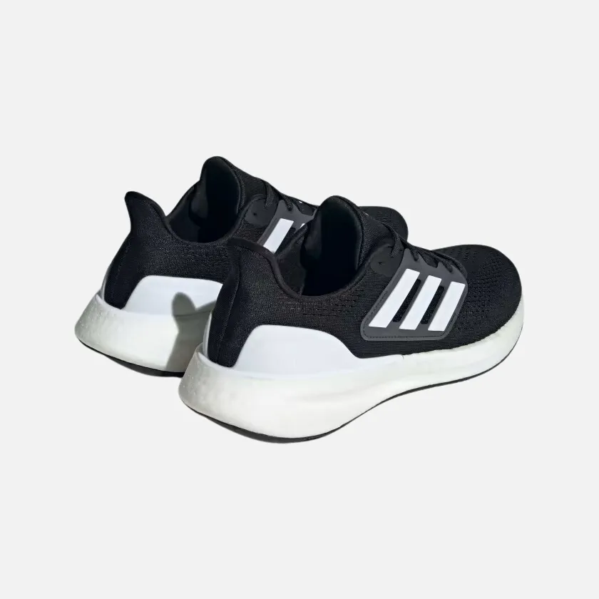 Secure Design running on a treadmill at the gym shoes Adidas Pureboost 23 Men's Running Shoes -Core Black/Cloud White/Carbon