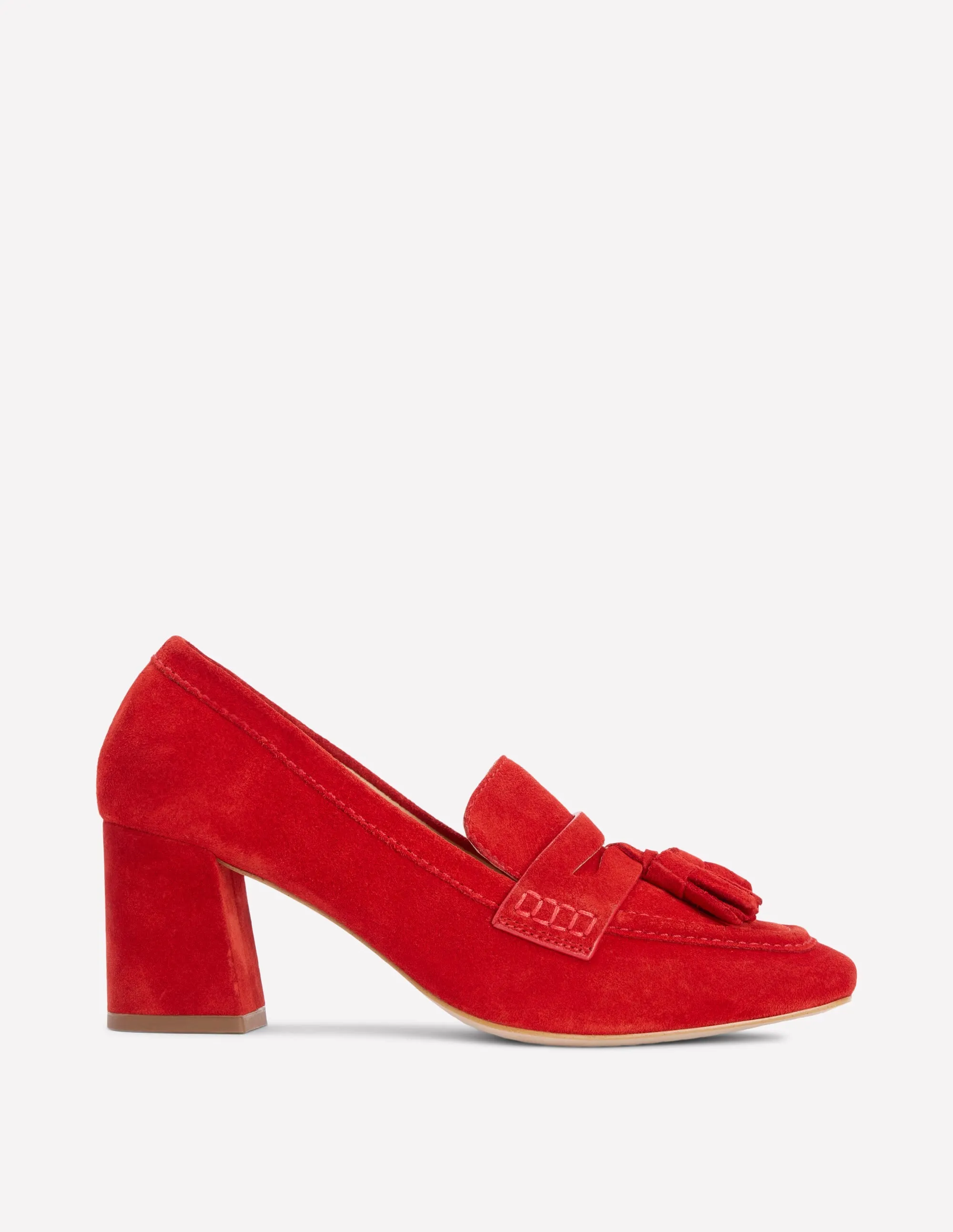 Sole Neat Padded Sol Block Heeled Penny Loafers-Red