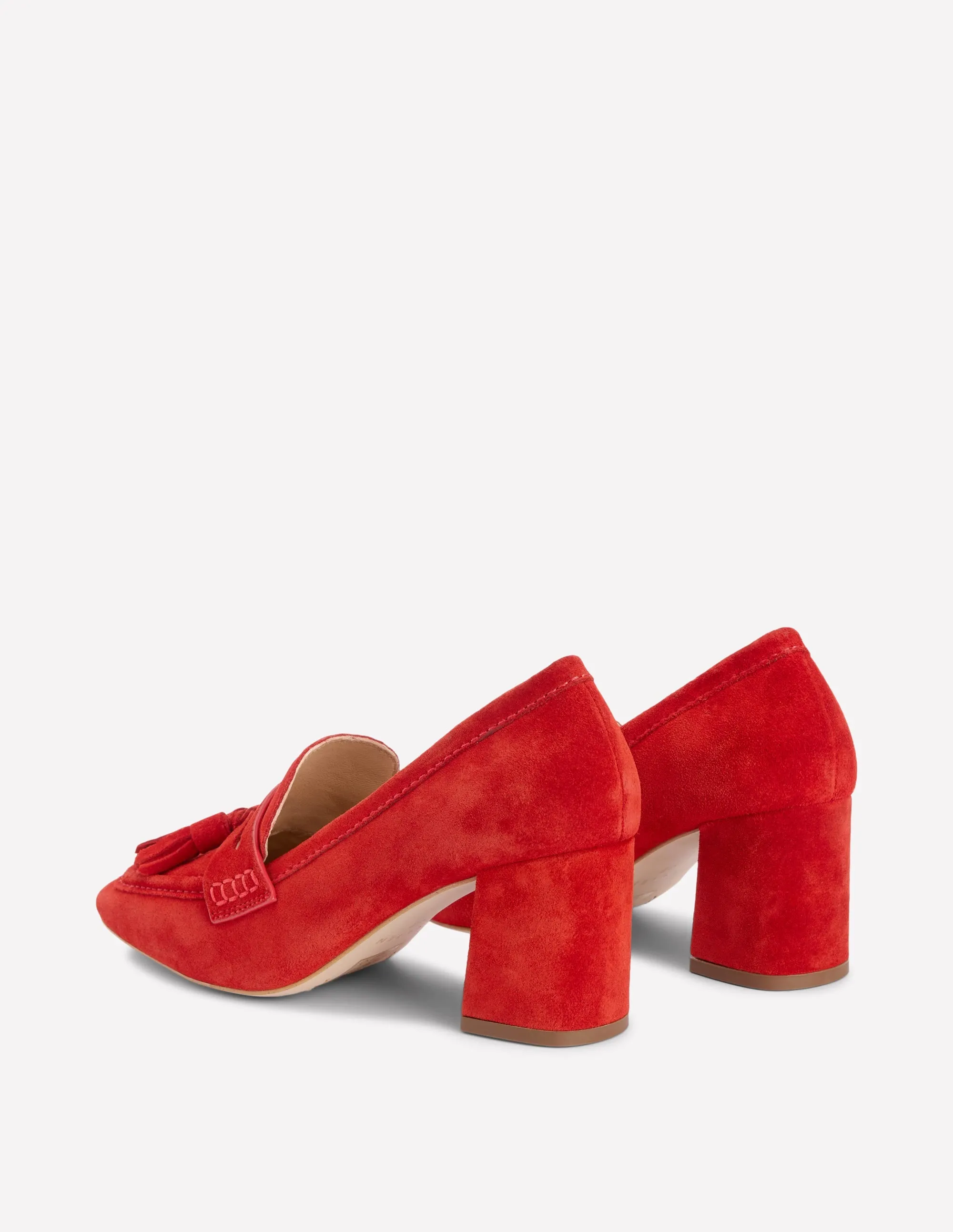 Even Power Trendy Comfort Sol Block Heeled Penny Loafers-Red