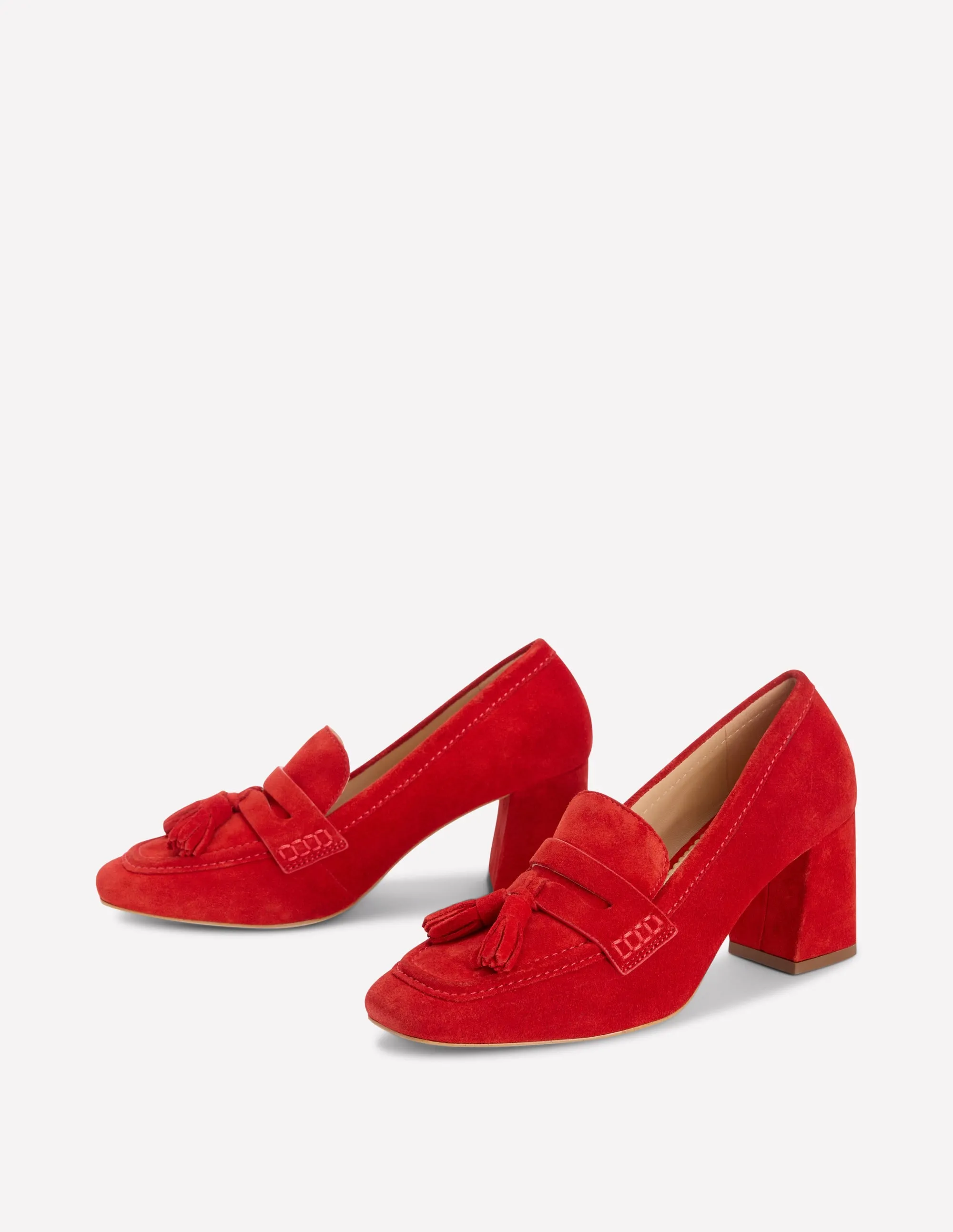 Even Lane Versatile Footwear Sol Block Heeled Penny Loafers-Red