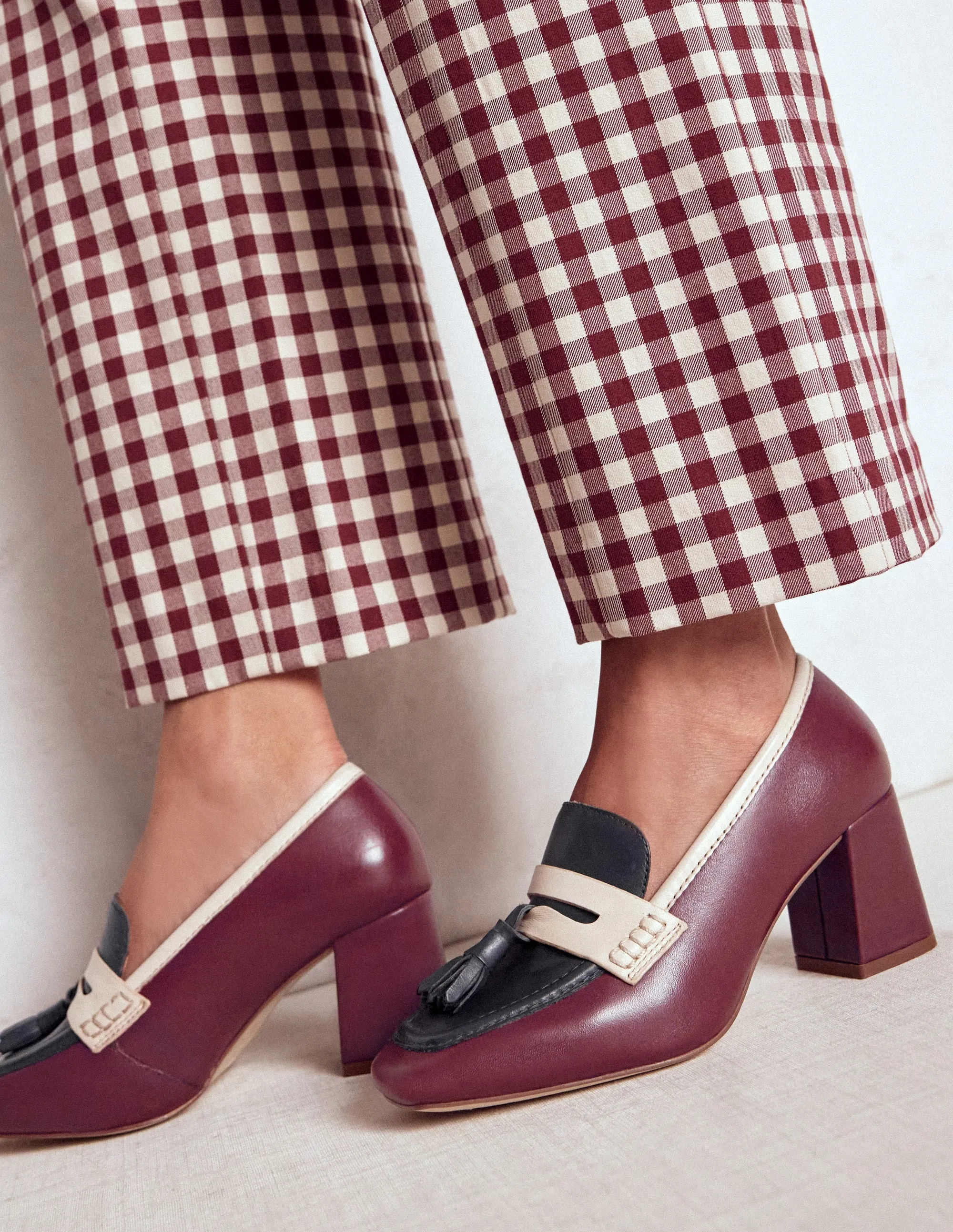 Comfortable Soles Hold Smooth Sol Block Heeled Penny Loafers-Oxblood