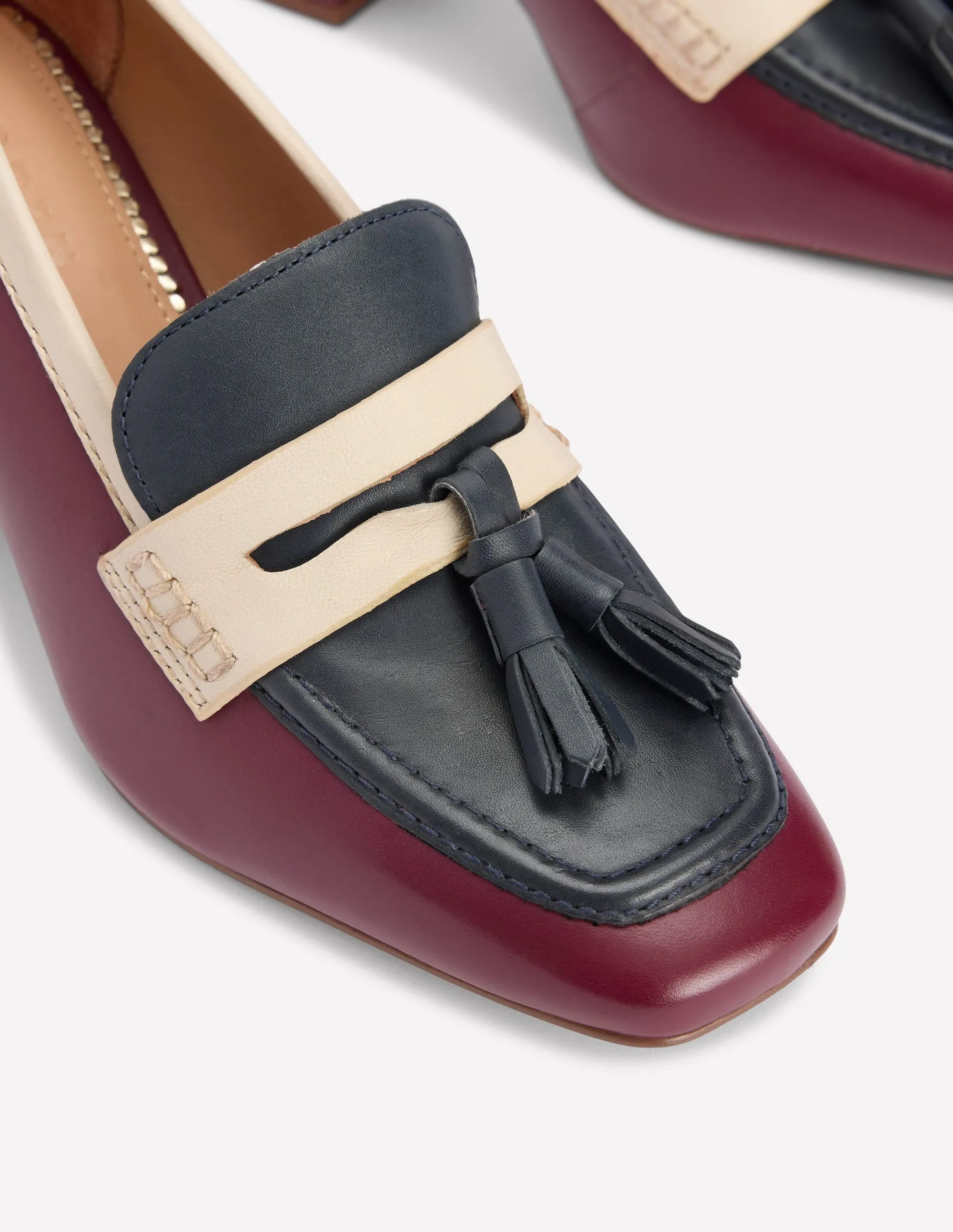 Sol Block Heeled Penny Loafers-Oxblood Art Spot Lane Cool Walk