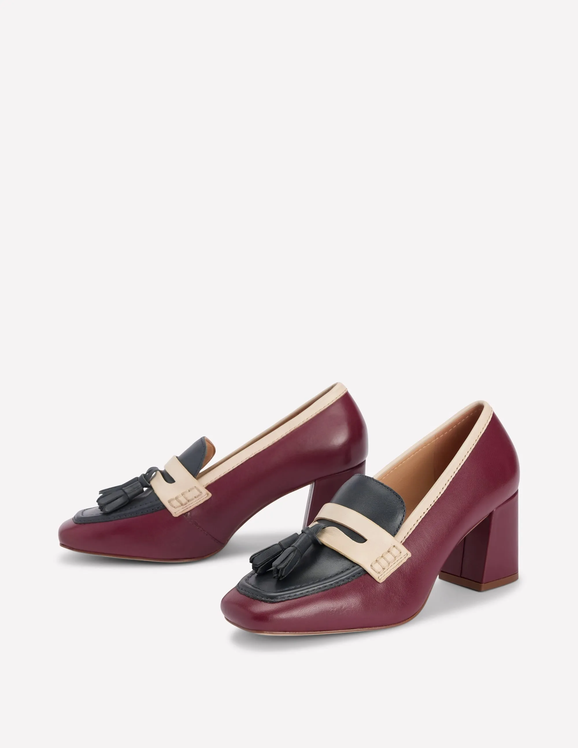 Sol Block Heeled Penny Loafers-Oxblood Flexible Cushioning