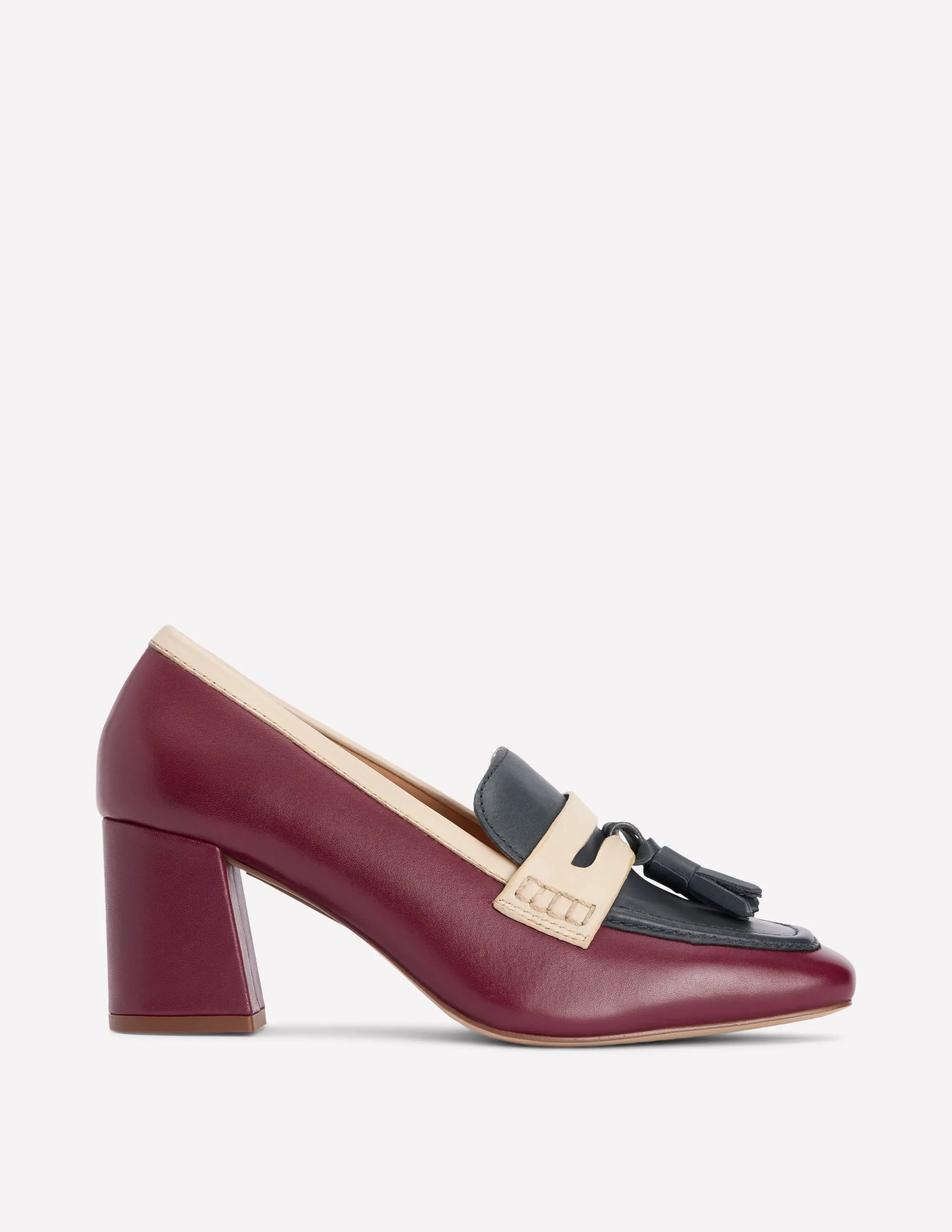 Timeless Design Sol Block Heeled Penny Loafers-Oxblood