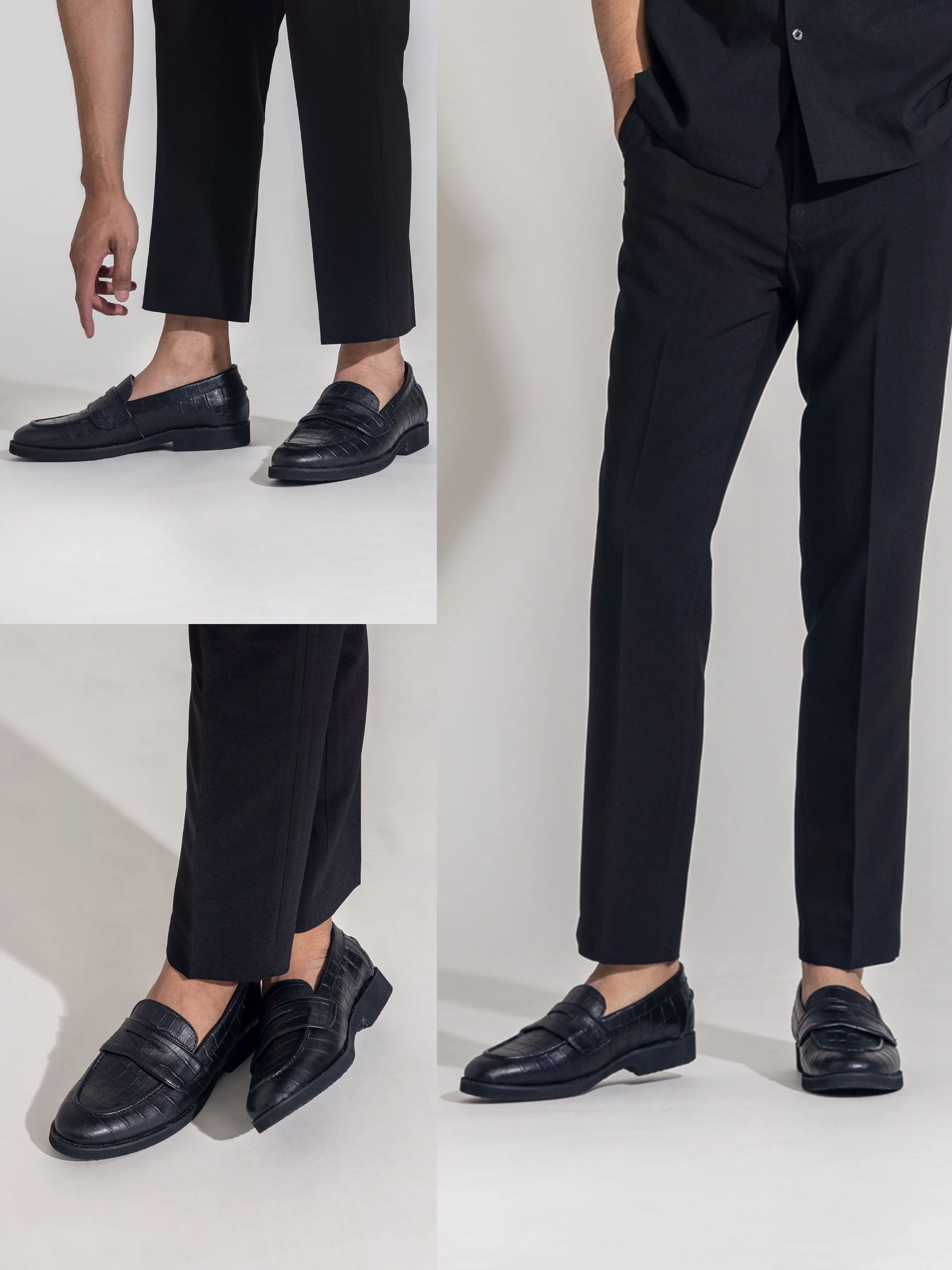 Wayne Penny Loafer - Black Croco Leather (Crepe Sole) Casual Style Casual