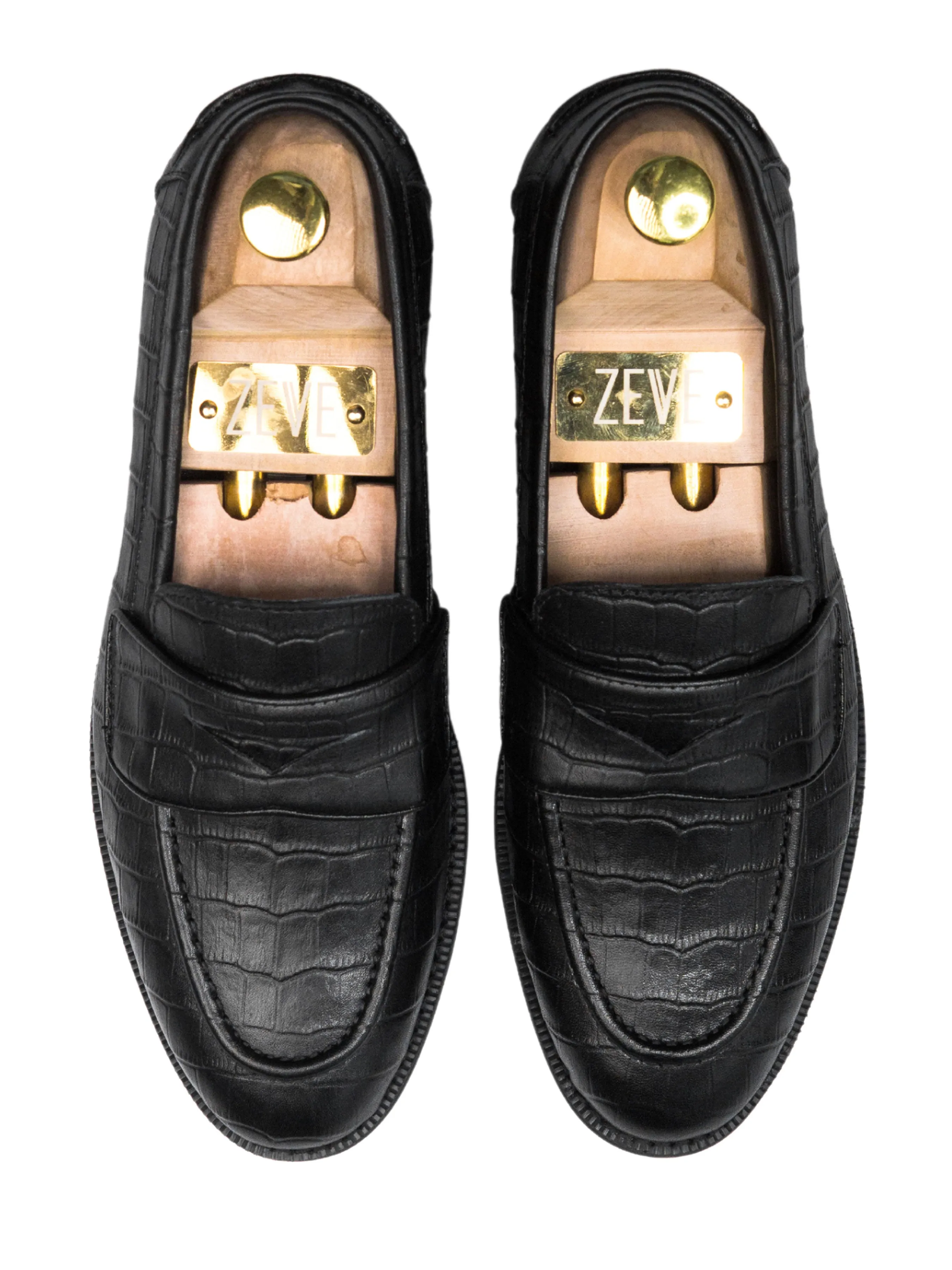 Trend Sprint Wayne Penny Loafer - Black Croco Leather (Crepe Sole)