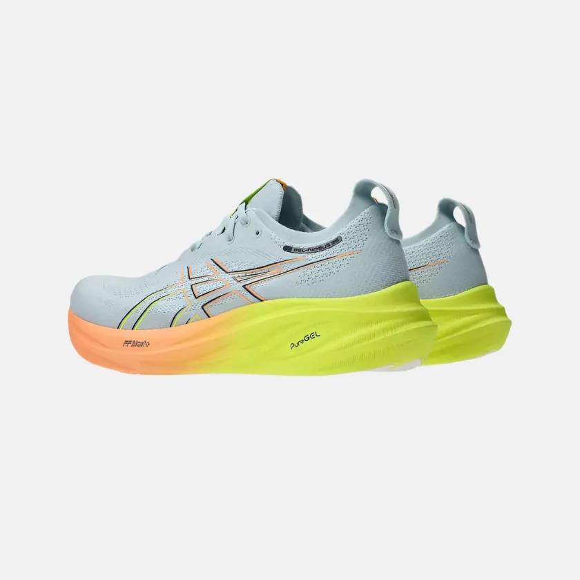 race carbon - fiber - feature shoes Asics Gel-Nimbus 26 Paris Men's Running Shoes - Cool Grey/Safety Yellow