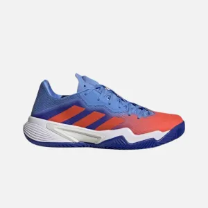 Adidas Barricade Mens Tennis Shoes -Lucid Blue / Solar Red / Blue Fusion Firm Sole Durable Build