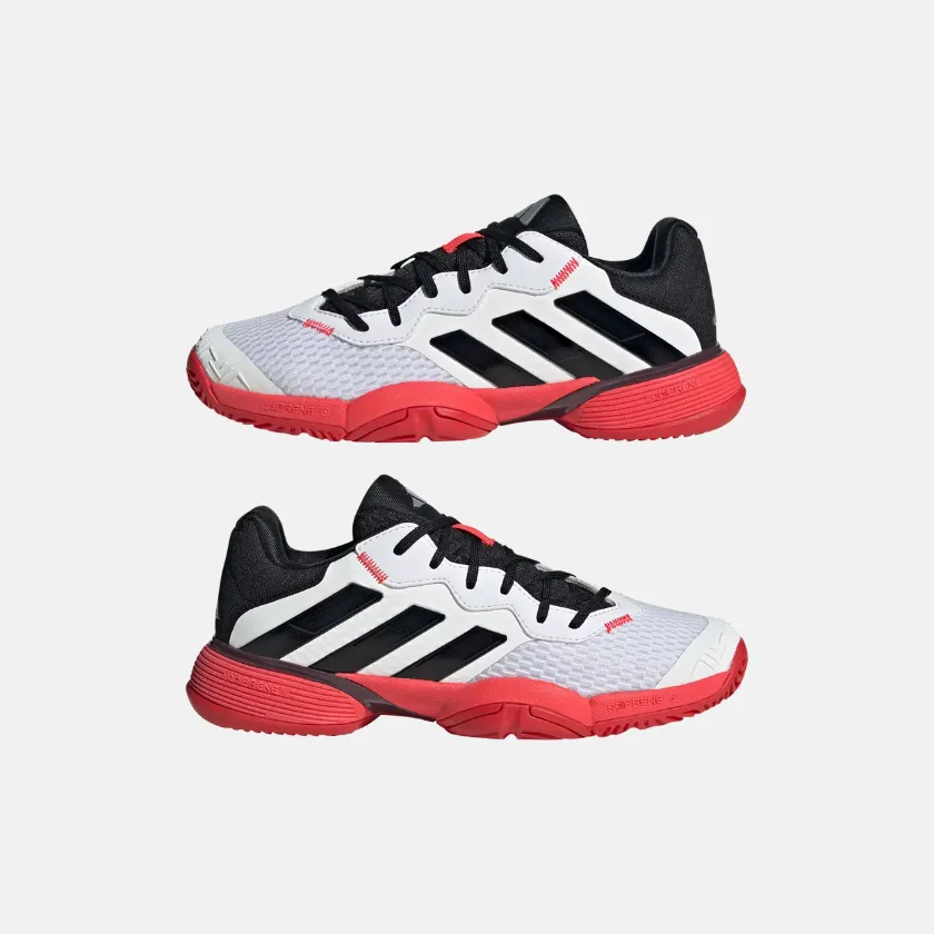 City Style Sweat Control Adidas Kids?? Barricade Tennis Shoes Unisex - Cloud White/ Core Black/ Lucid Red