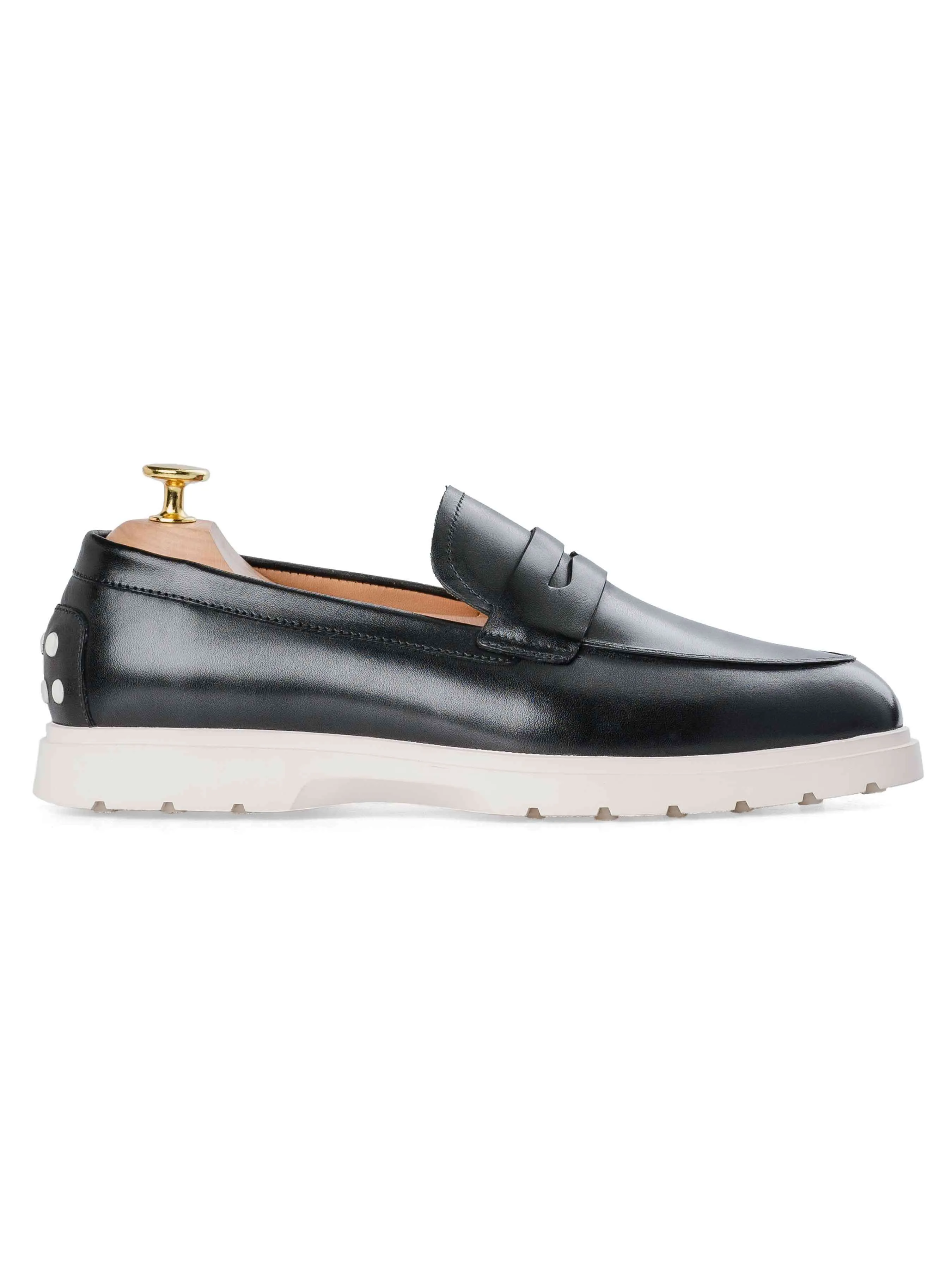 Penny Loafer - Solid Black (Chalk Sole) Year-Round Wear