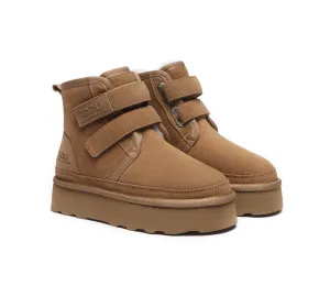 AUSTRALIAN SHEPHERD? UGG Boots Women Sheepskin Wool Hook and Loop Platform Vigour Winter Performance