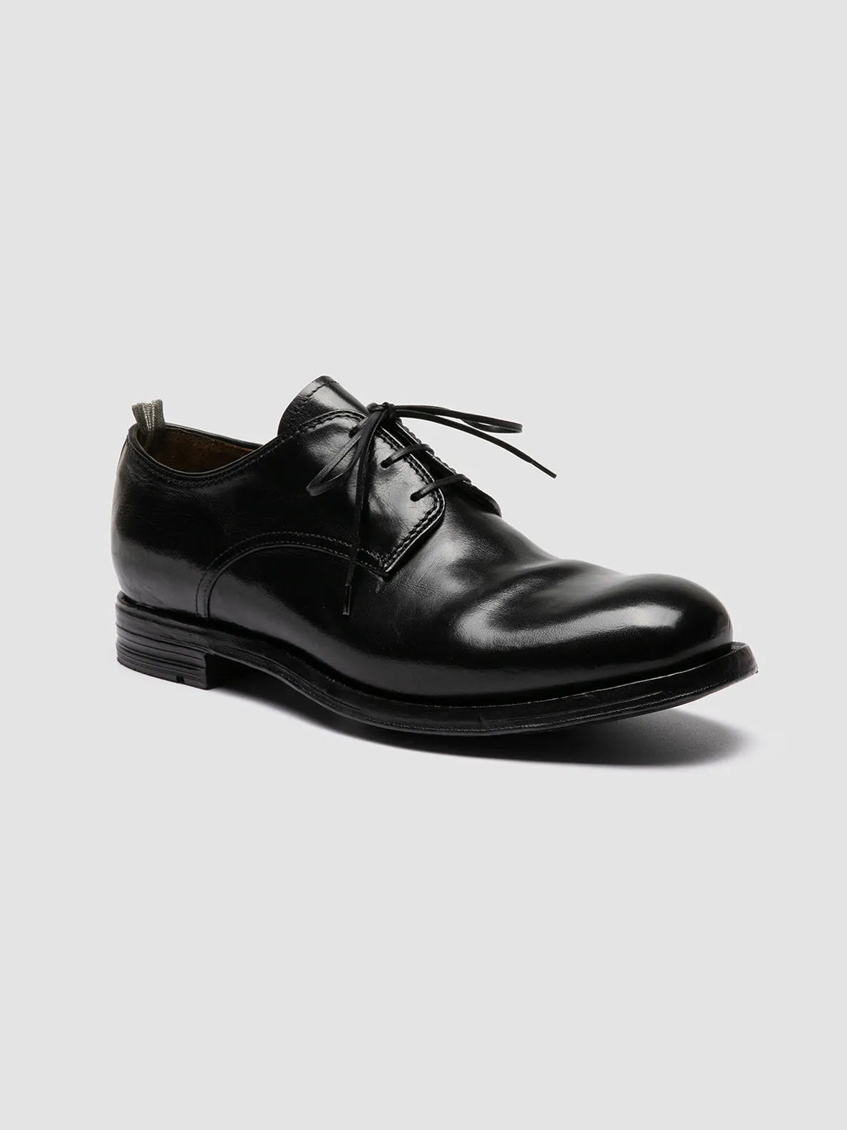 BALANCE 019 - Black Leather Derby Shoes Leather Lace Sturdy Construction