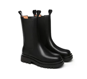 TARRAMARRA? Women Leather Block Heel Black Chunky Boots Sherry Cold Snap Gear