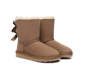 Snowy Terrain Urban UGG? UGG Boots Women Double faced Sheepskin Wool Short Back Bow