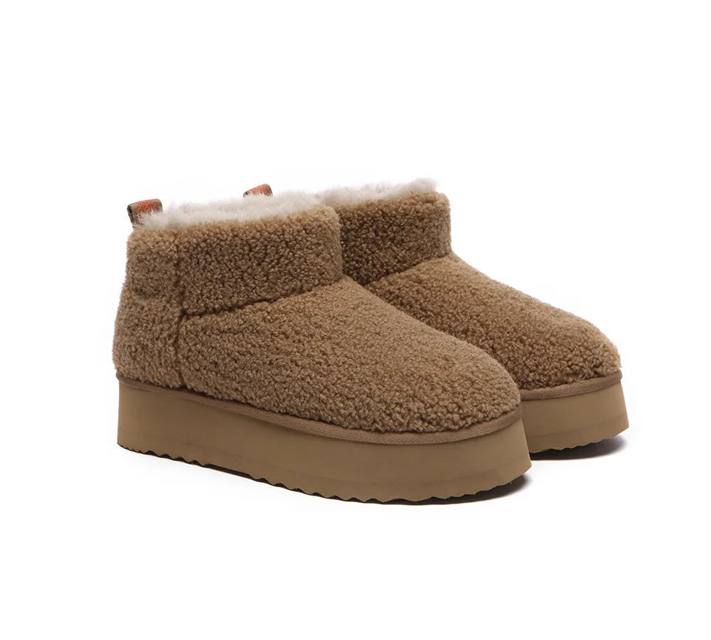 EVERAU? UGG Boots Sheepskin Wool Plush Ankle Ultra Platform Teddycozy Outdoor Trekking Boots